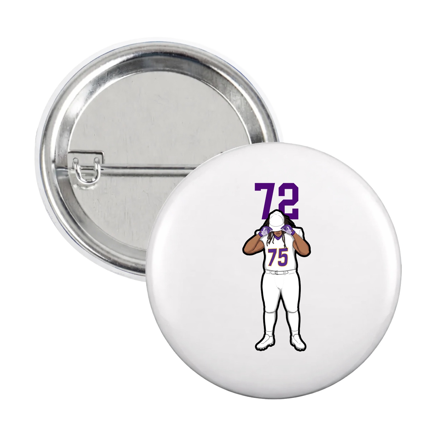 Game Day Button — Number Top in White