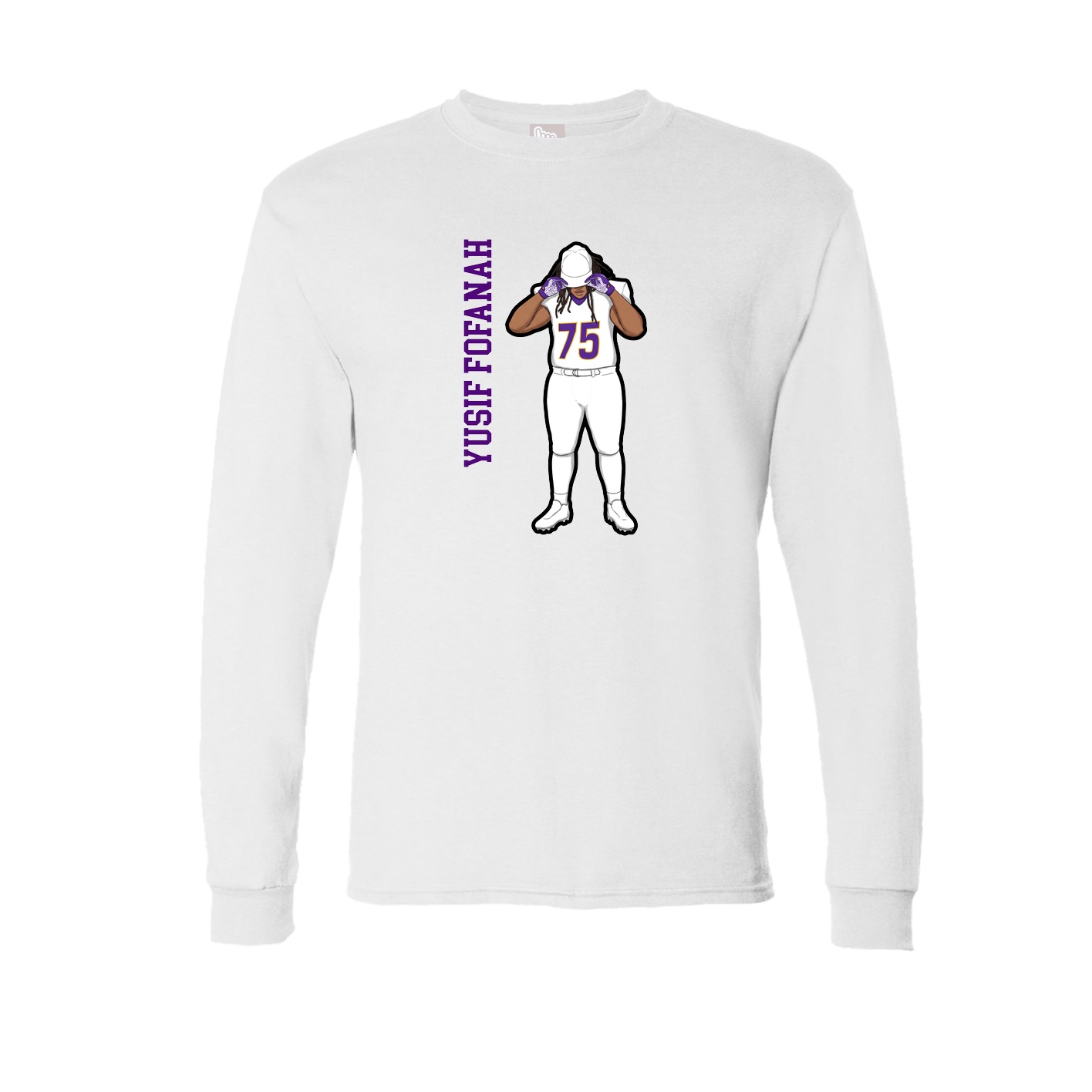 Long Sleeve Tee — Name Vertical in White