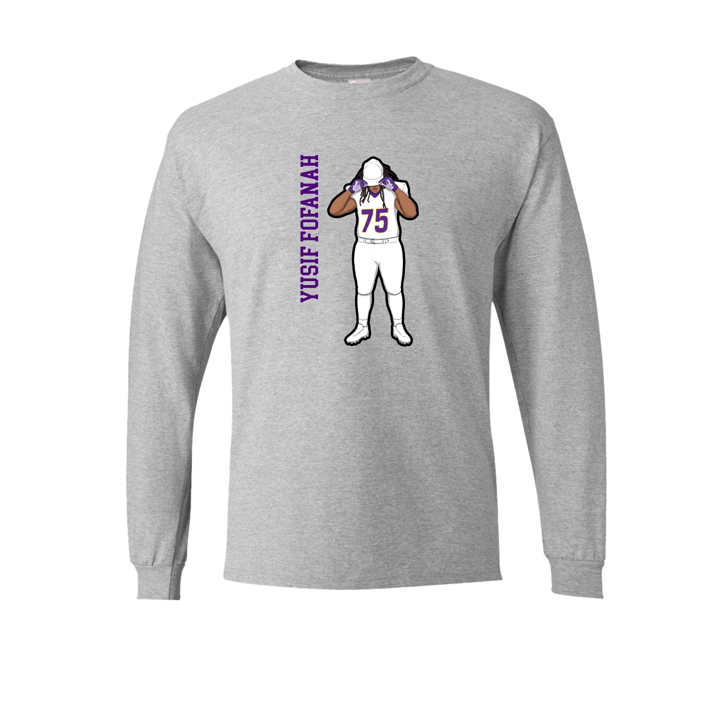Long Sleeve Tee — Name Vertical in Grey