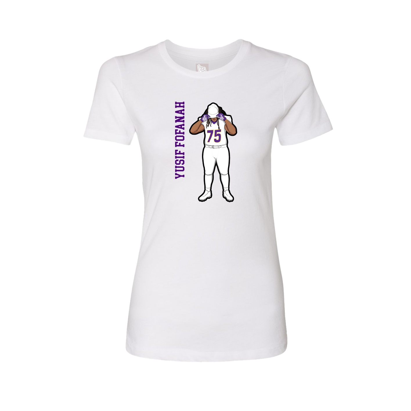 Womens Tee — Name Vertical in White
