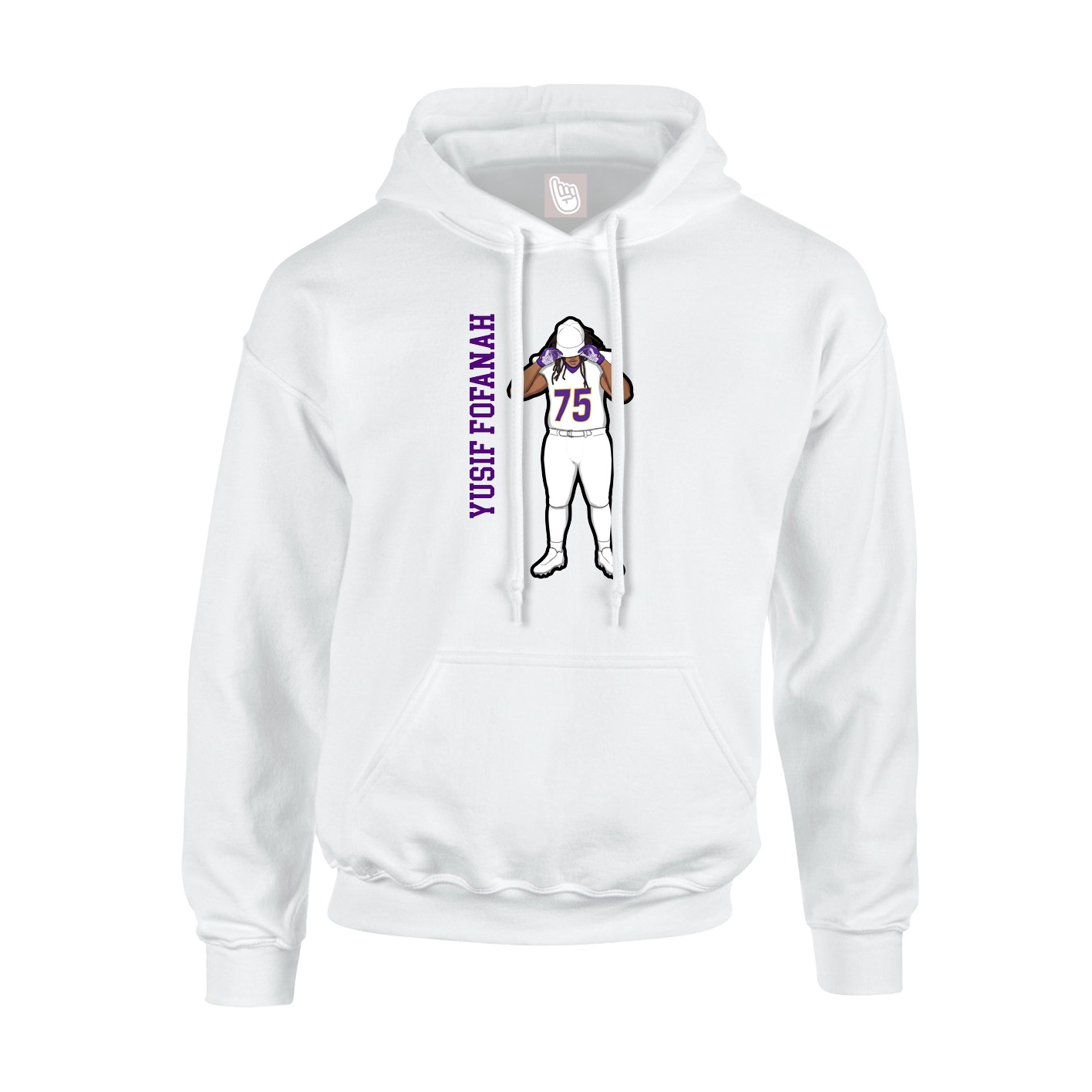 Youth Hoodie — Name Vertical in White
