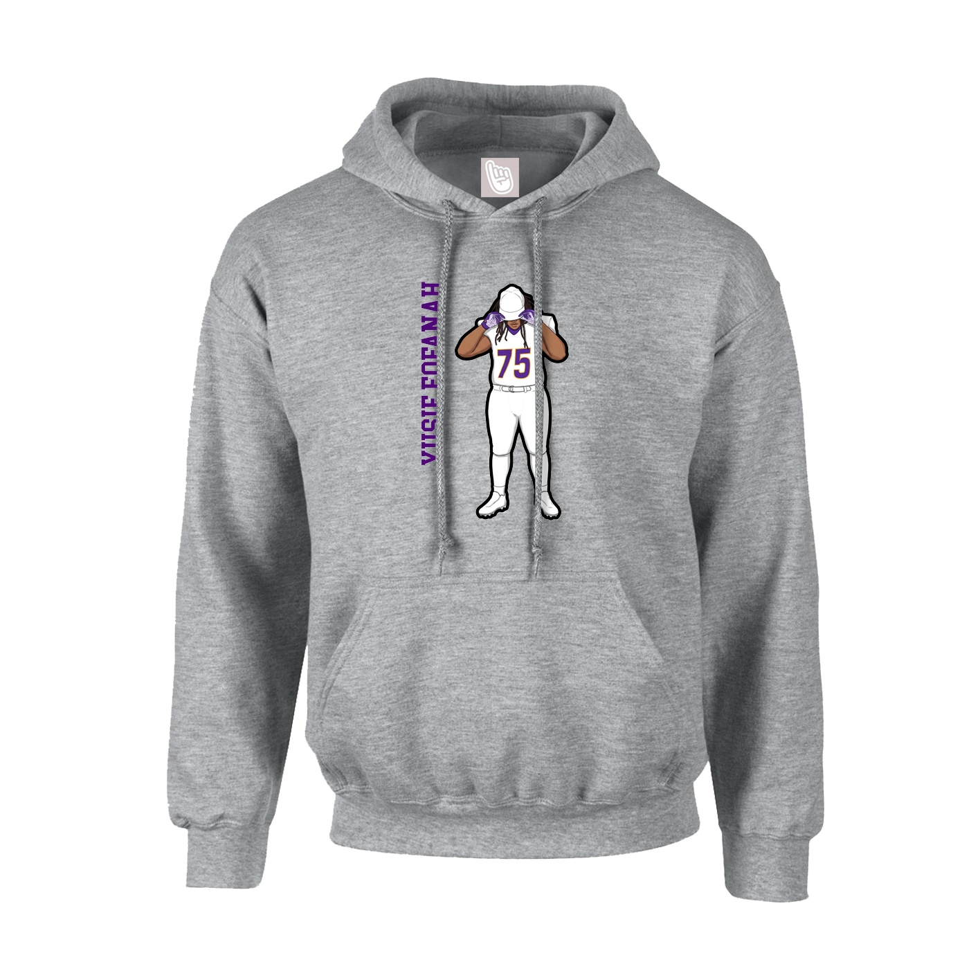 Youth Hoodie — Name Vertical in Grey