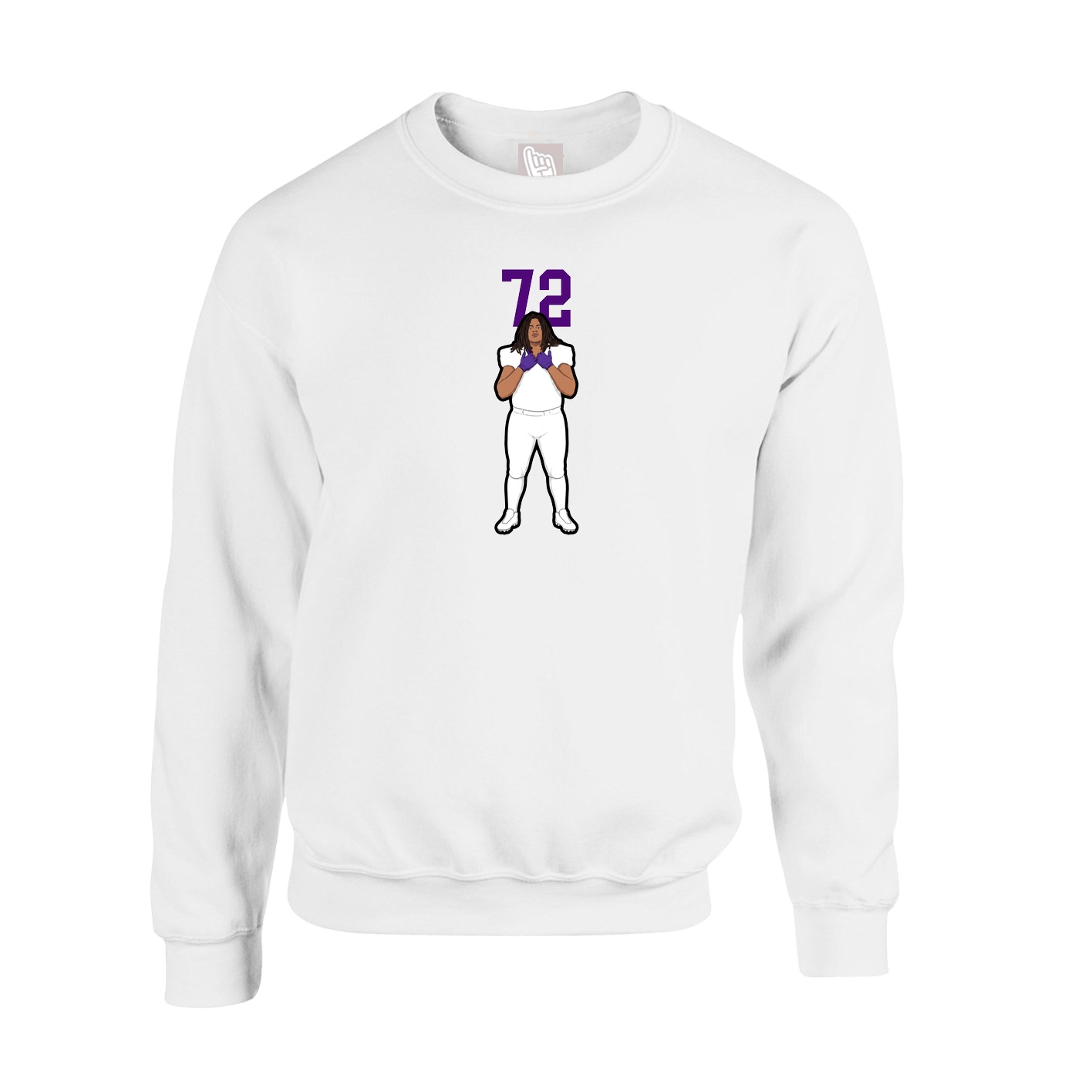 Fleece Crew — Number Top in White