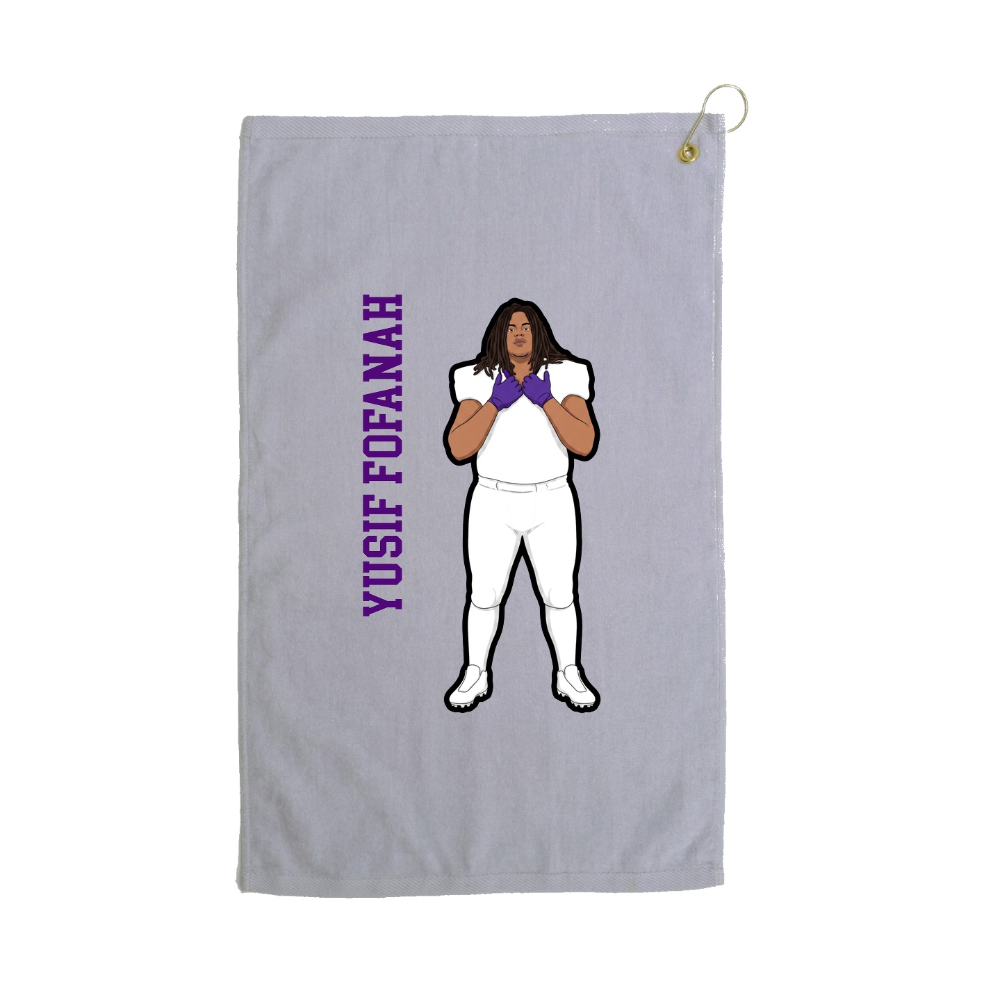 Golf Towel — Name Vertical in Grey