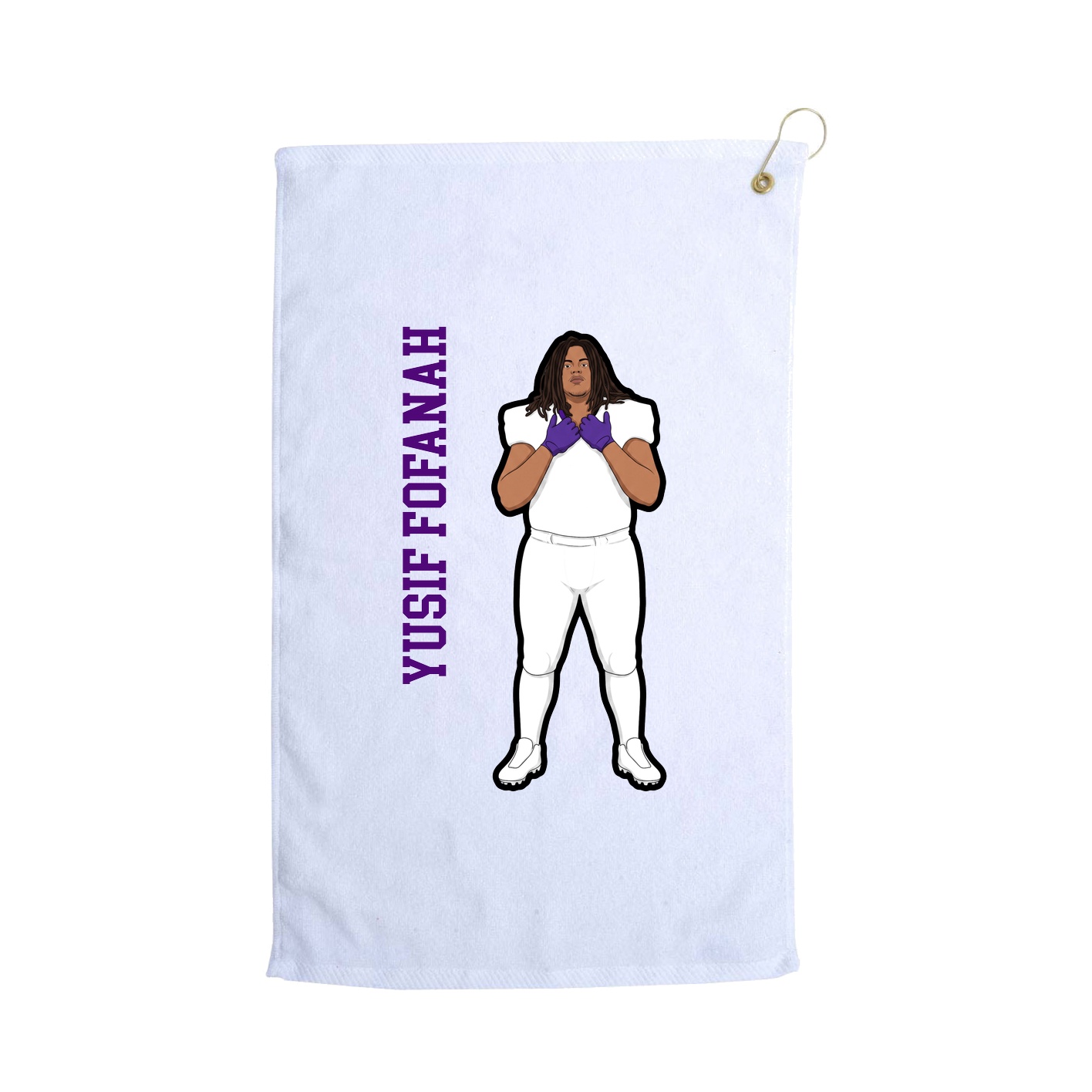 Golf Towel — Name Vertical in White