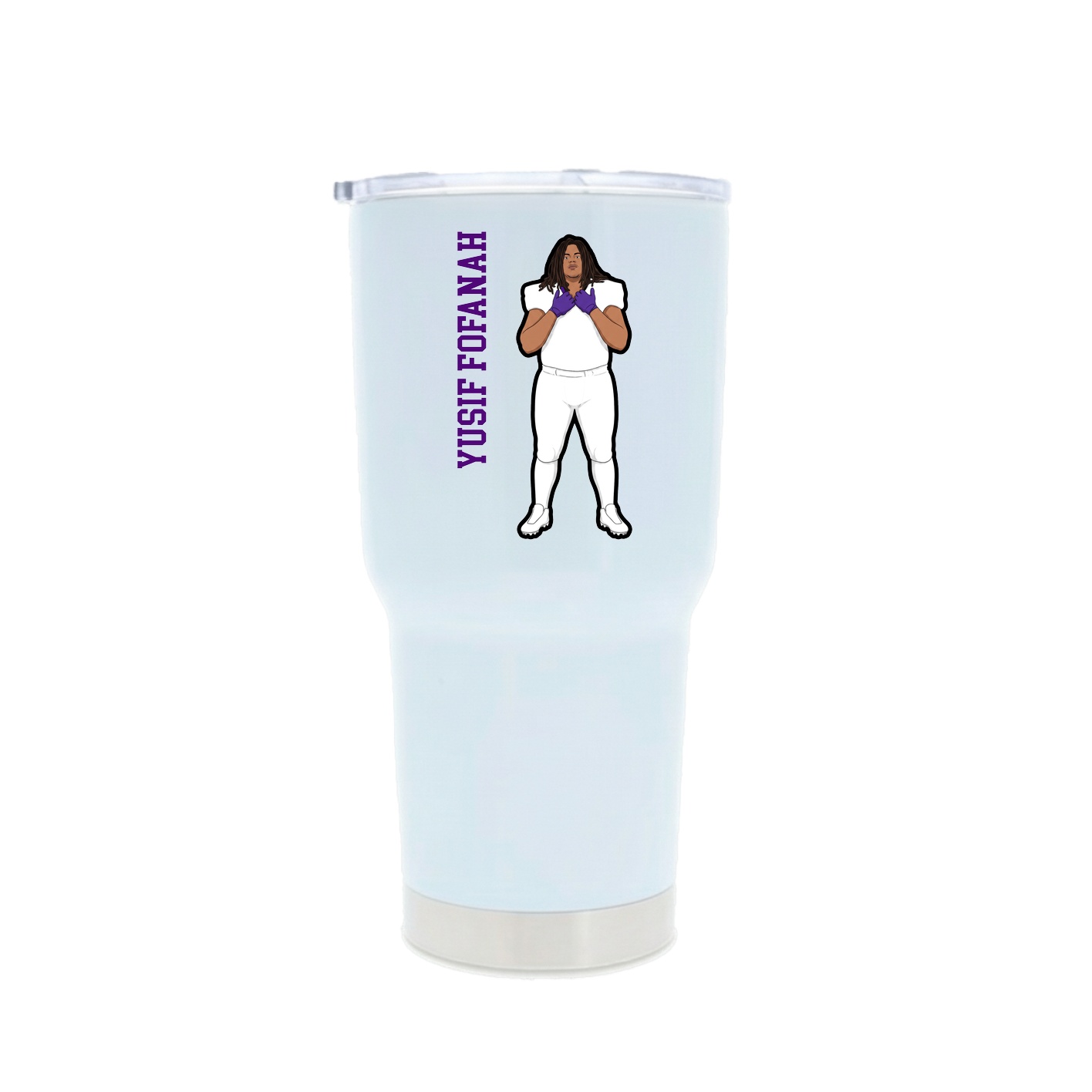 30oz Stainless Steel Tumbler — Name Vertical in White