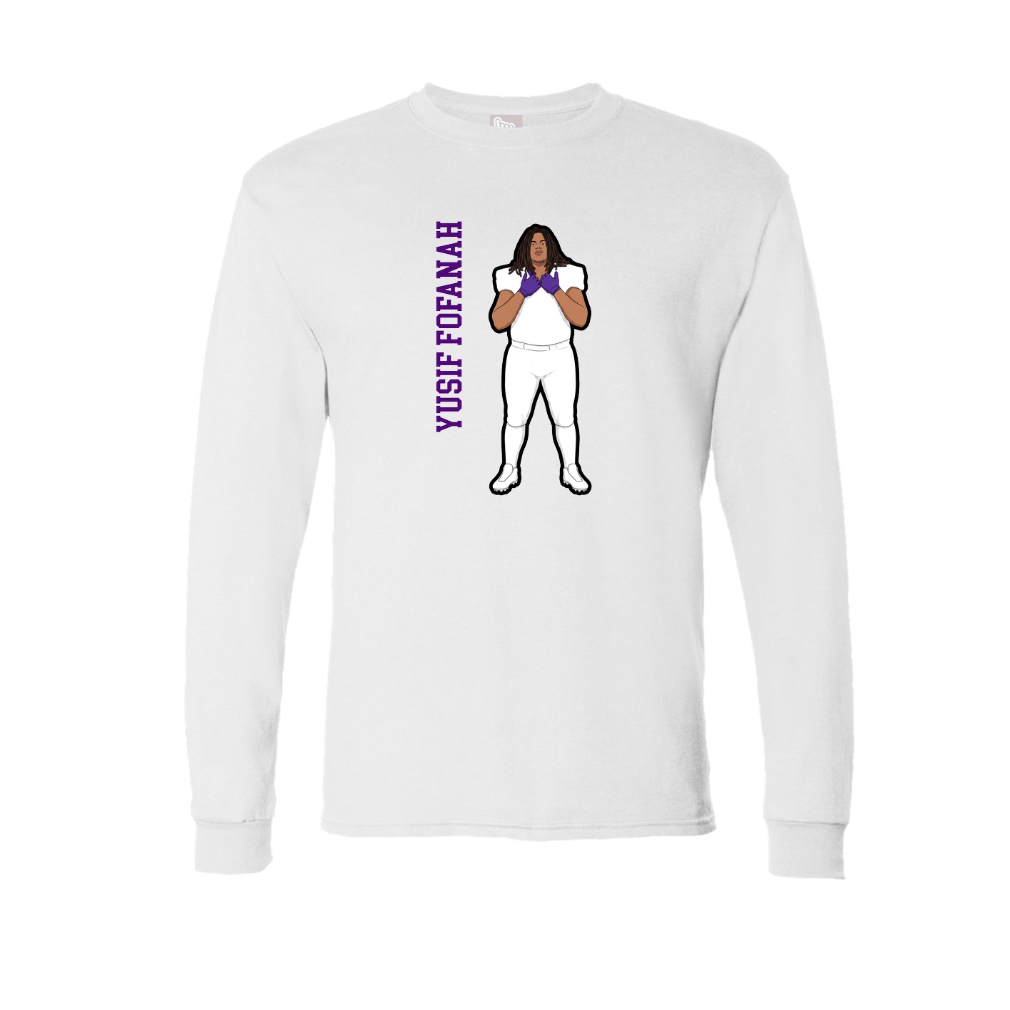 Long Sleeve Tee — Name Vertical in White