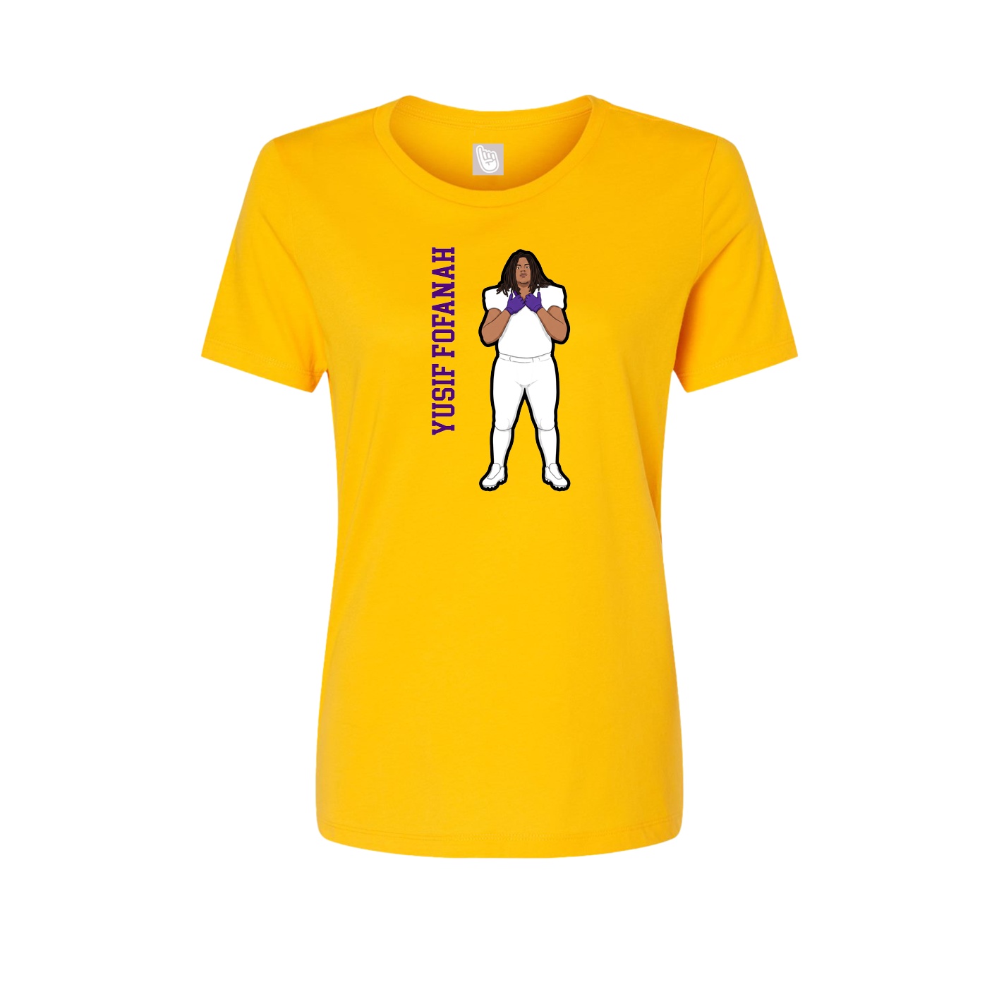 Womens Tee — Name Vertical in Gold