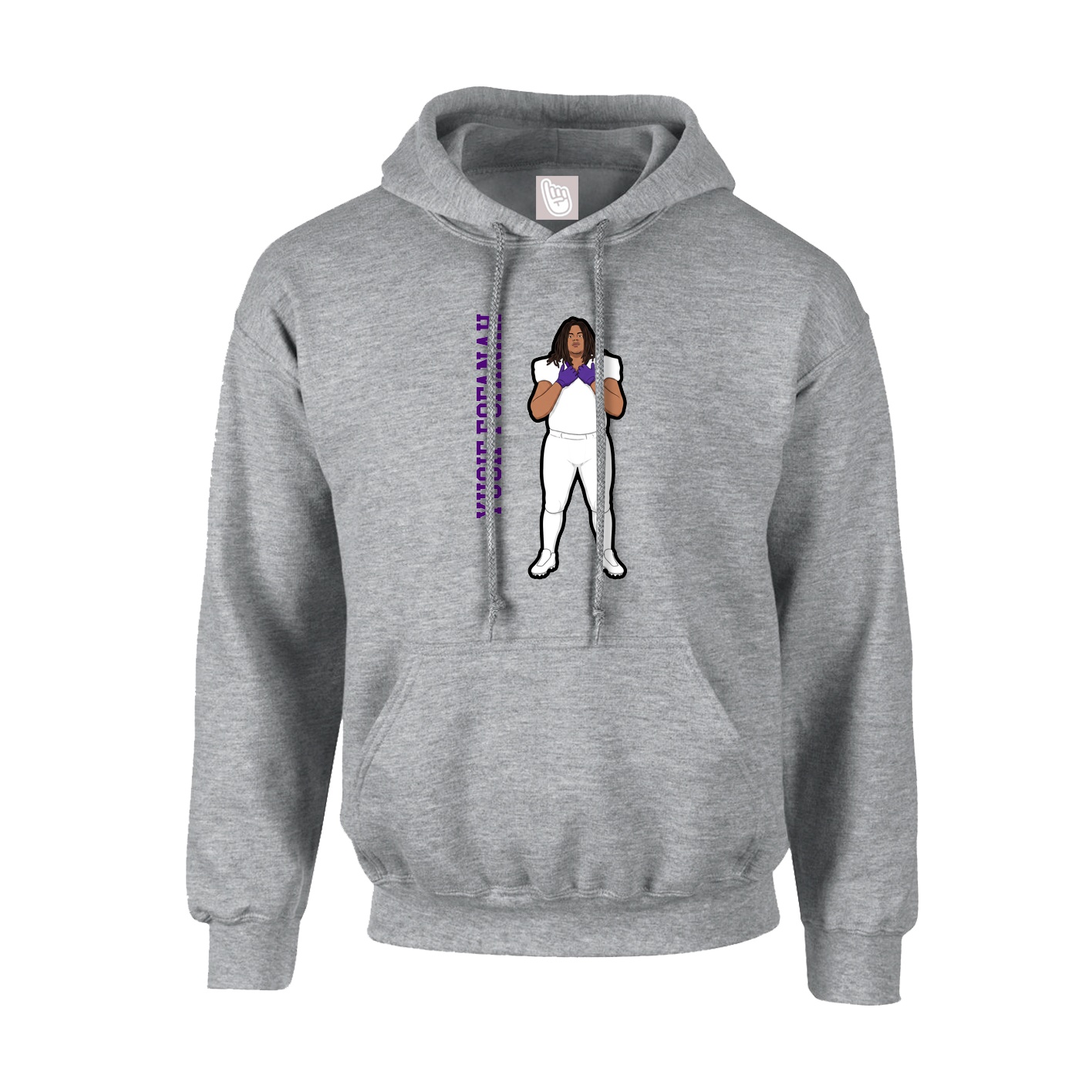 Hoodie — Name Vertical in Grey