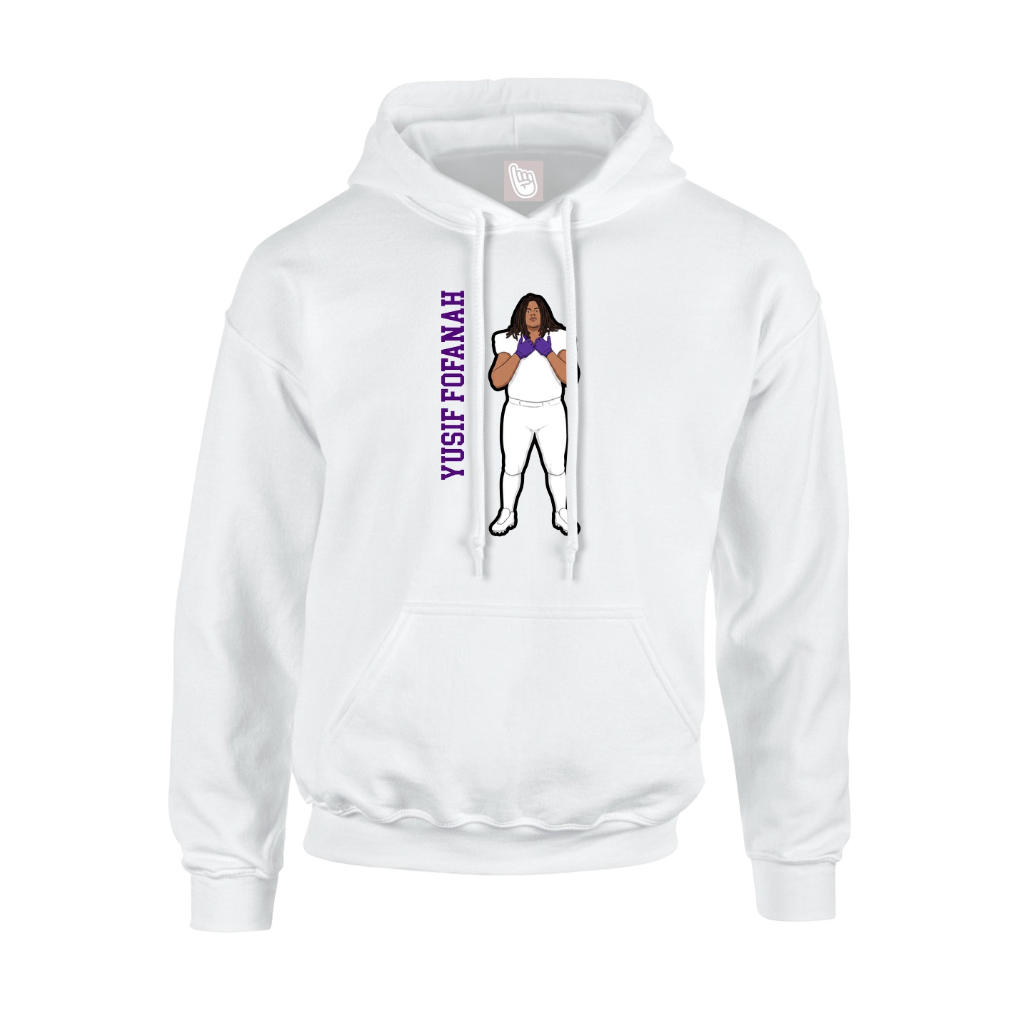 Youth Hoodie — Name Vertical in White