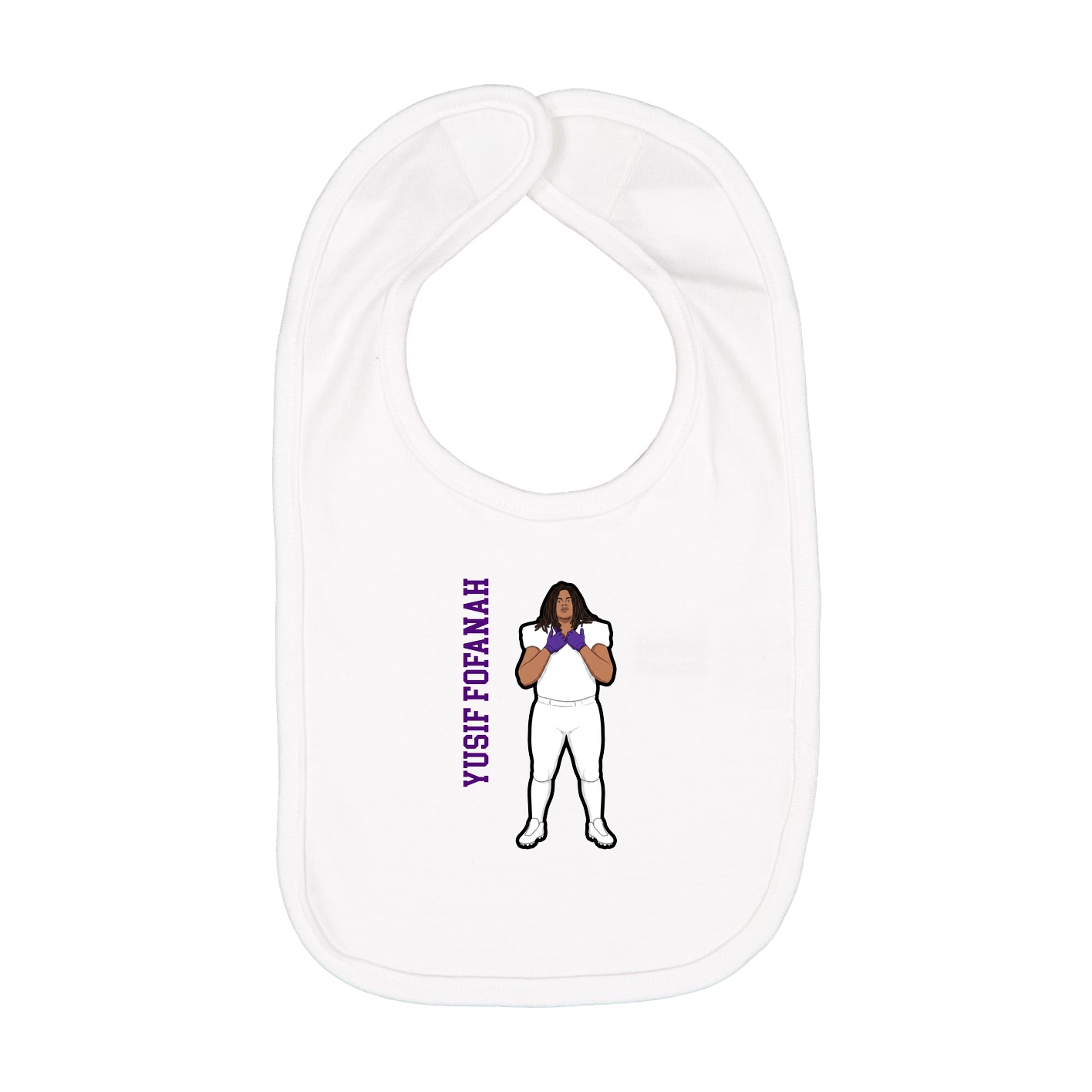 Infant Bib — Name Vertical in White