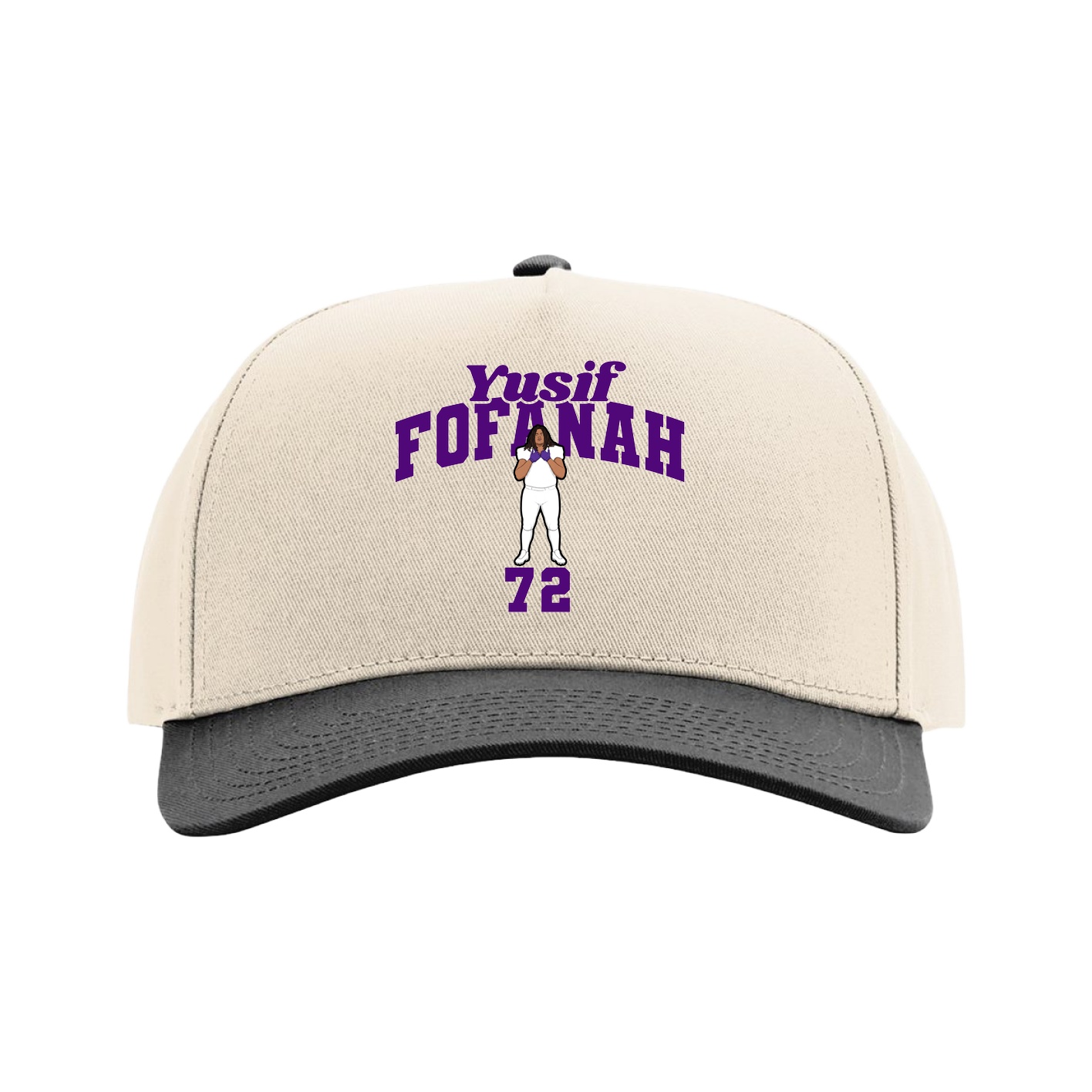 Full Fabric Five-Panel Champ Cap — Signature Arch in Cream/Black