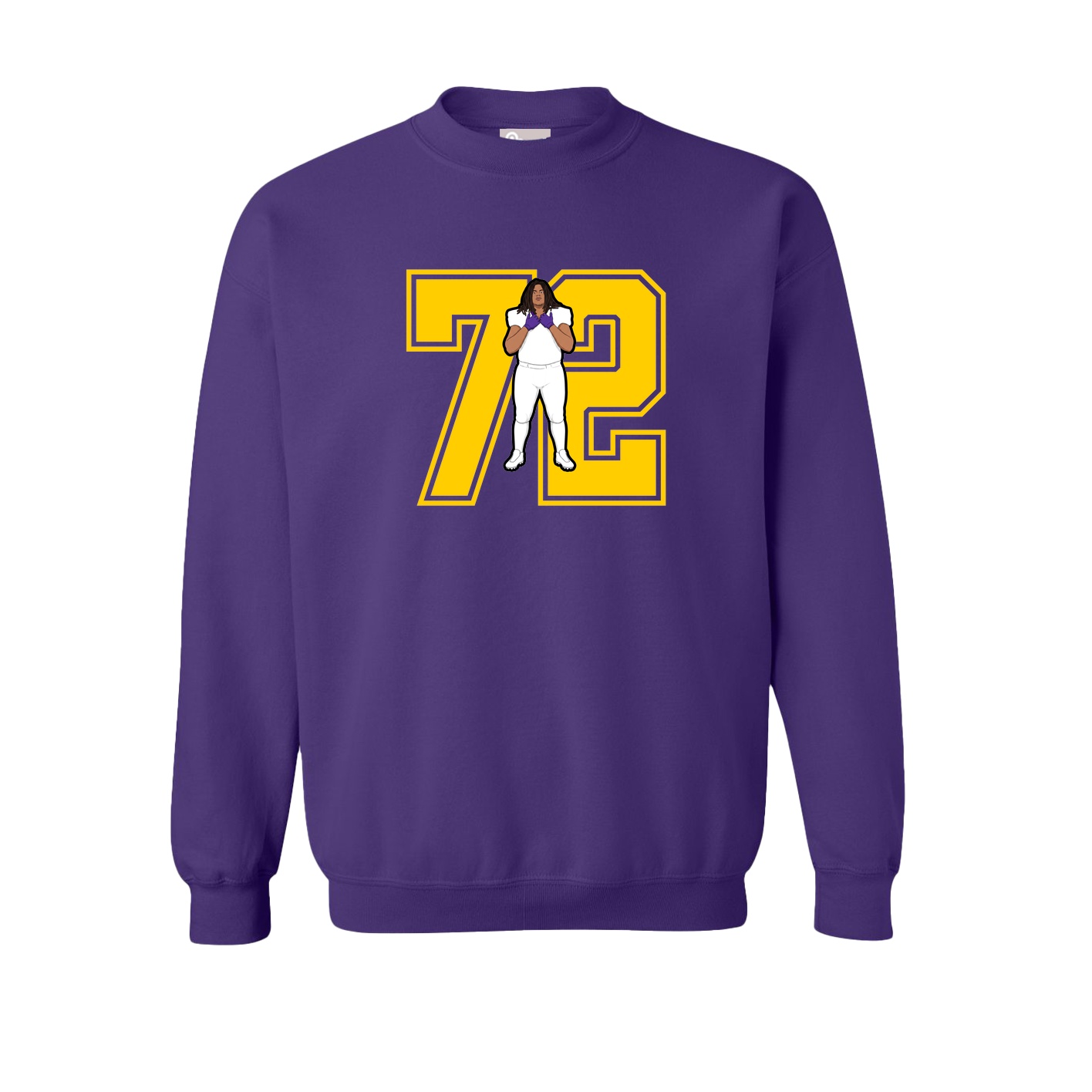 Fleece Crew — Number in Purple