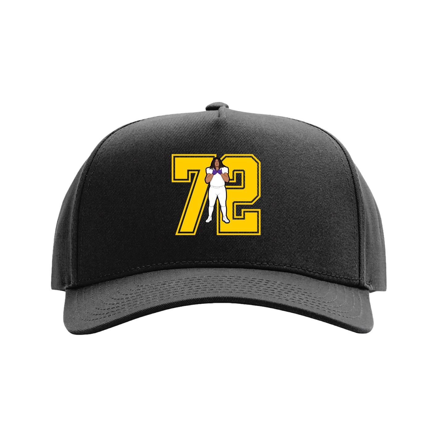 Full Fabric Five-Panel Champ Cap — Number in Black
