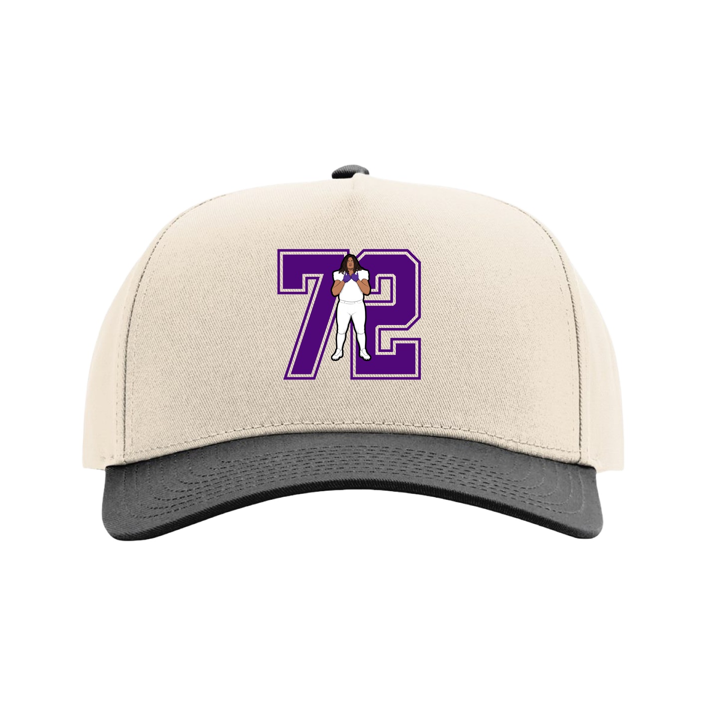 Full Fabric Five-Panel Champ Cap — Number in Cream/Black
