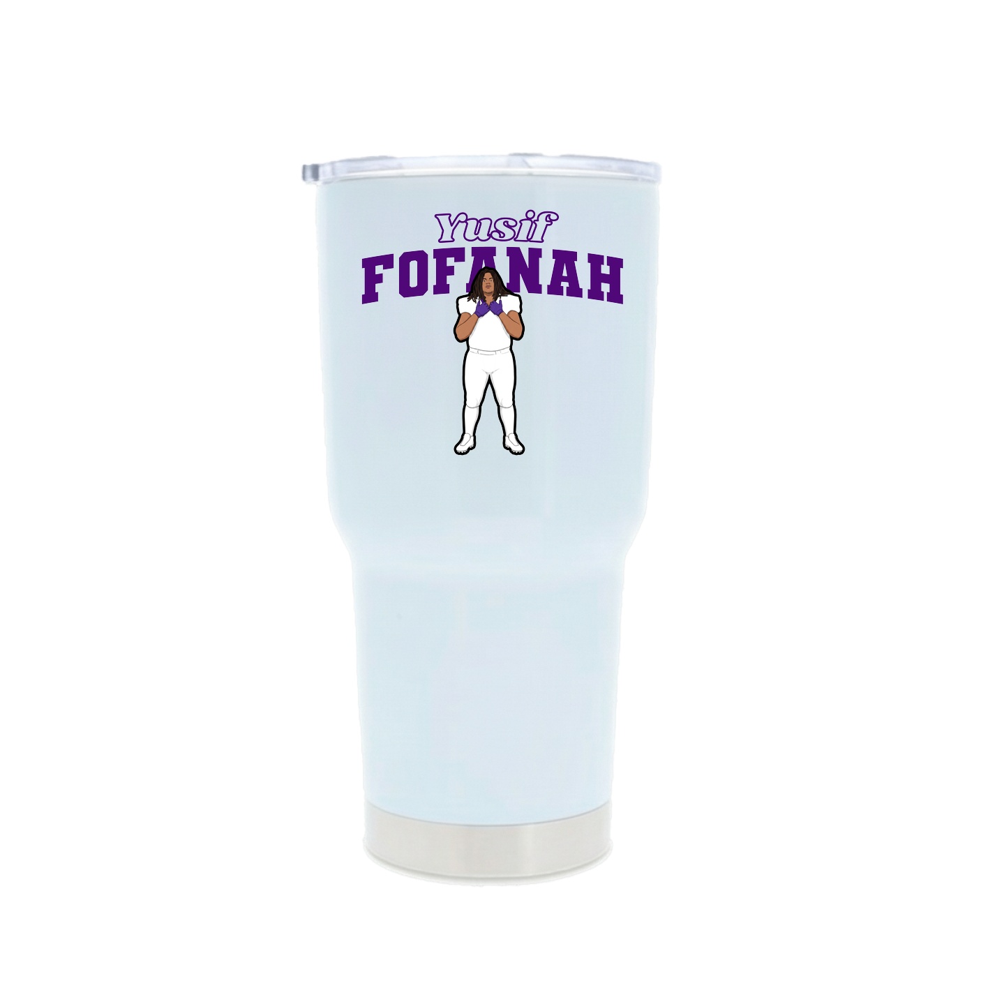 30oz Stainless Steel Tumbler — Name Arch in White