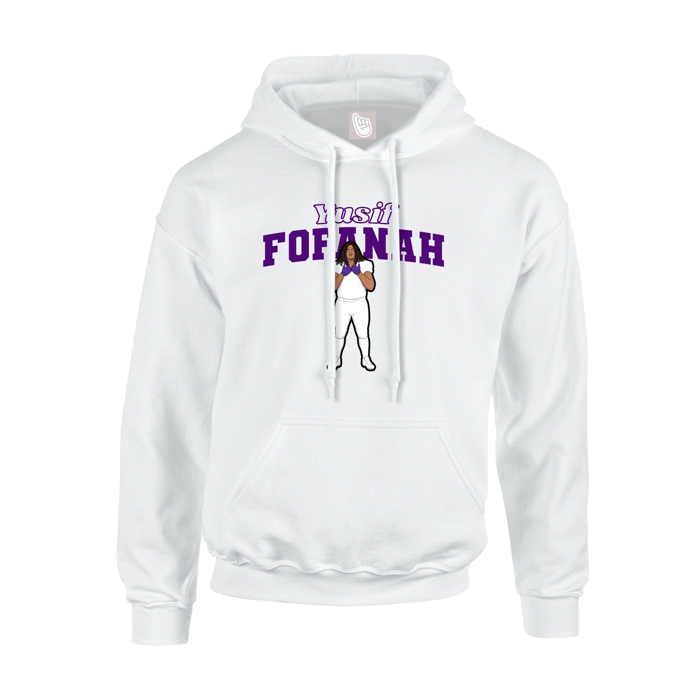 Youth Hoodie — Name Arch in White