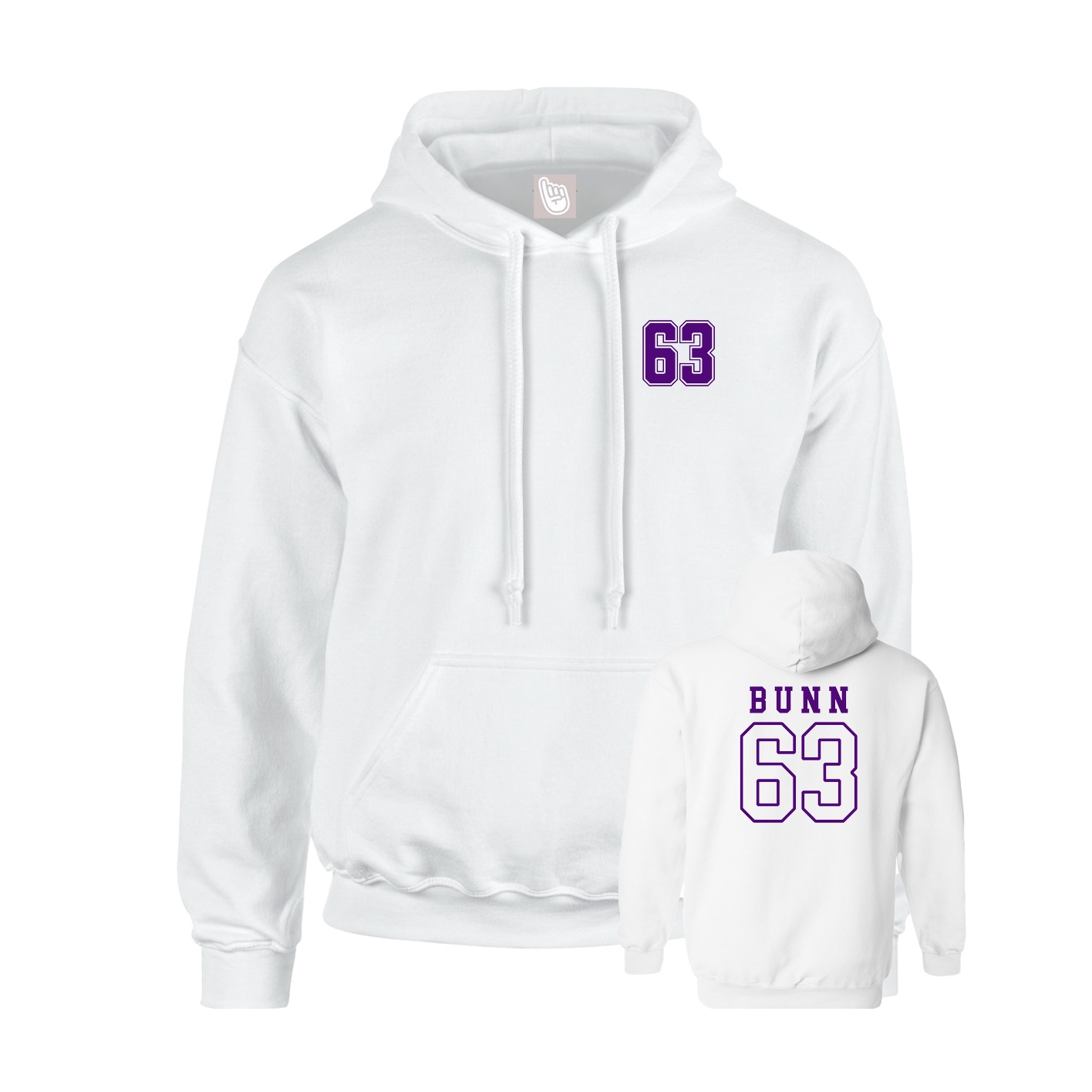 Youth Hoodie — Chest Back in White