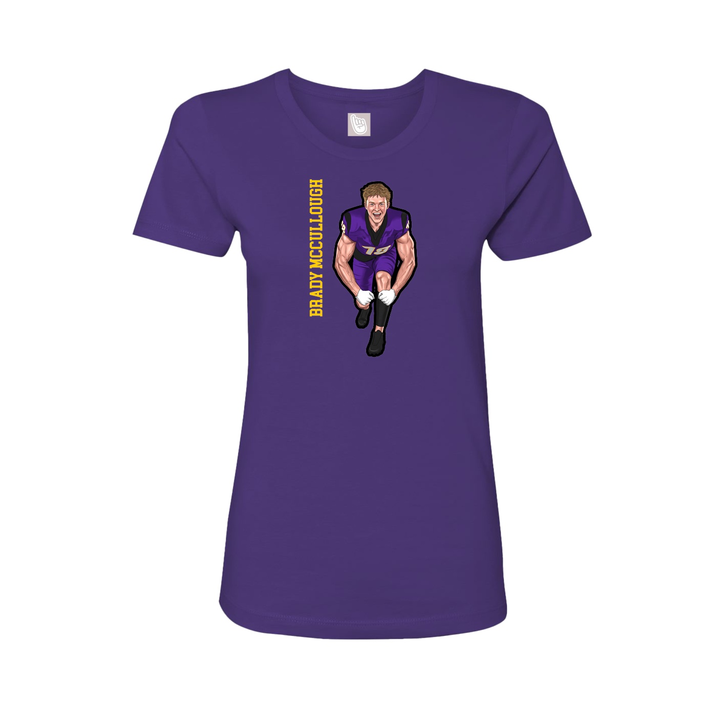 Fitted Women's Tee — Name Vertical in Purple