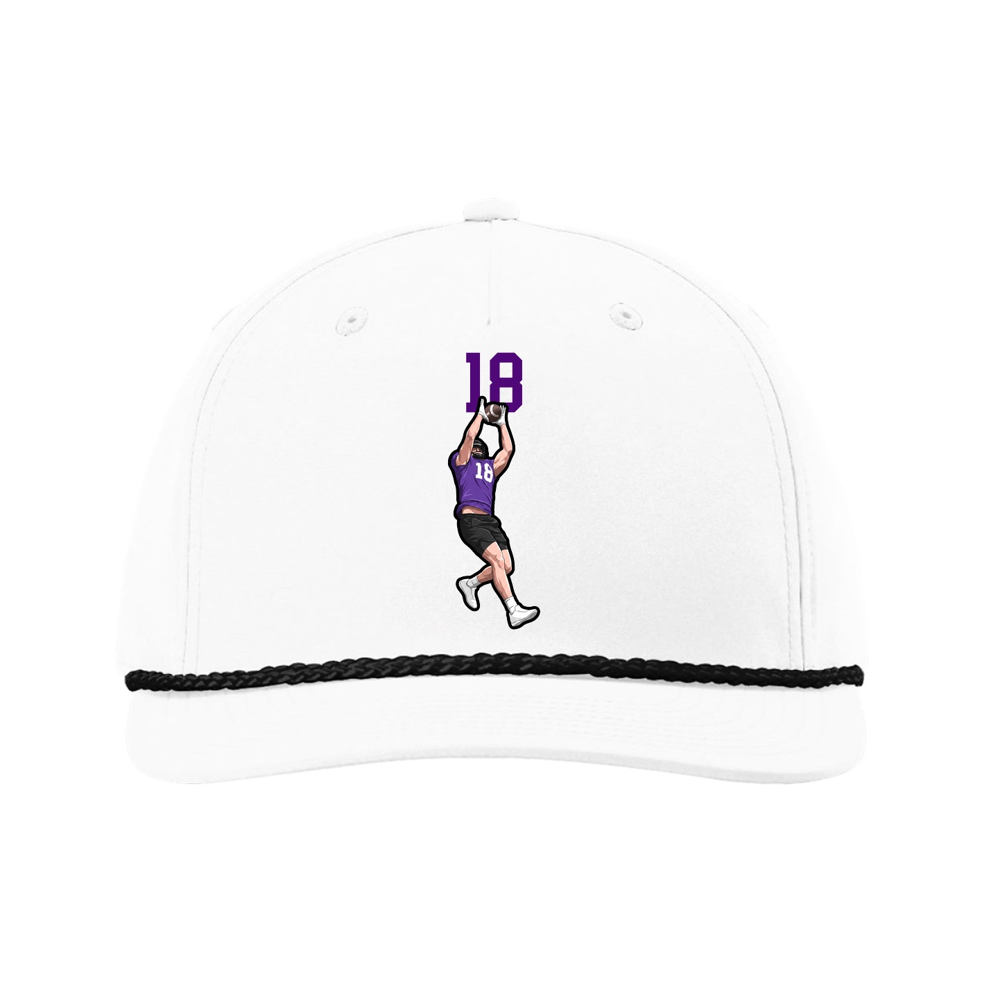 Five-Panel Classic Rope Cap — Number Top in White
