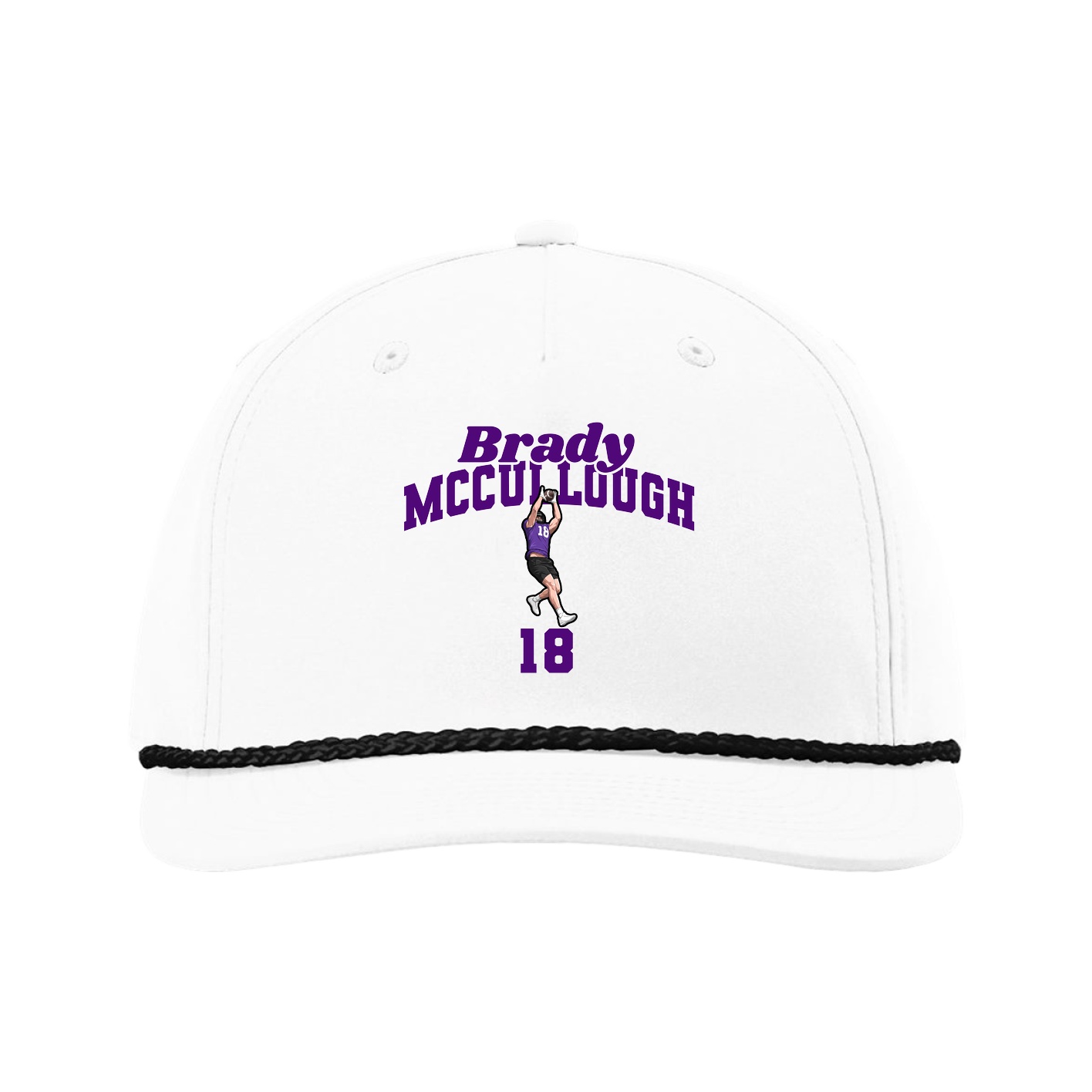 Five-Panel Classic Rope Cap — Signature Arch in White
