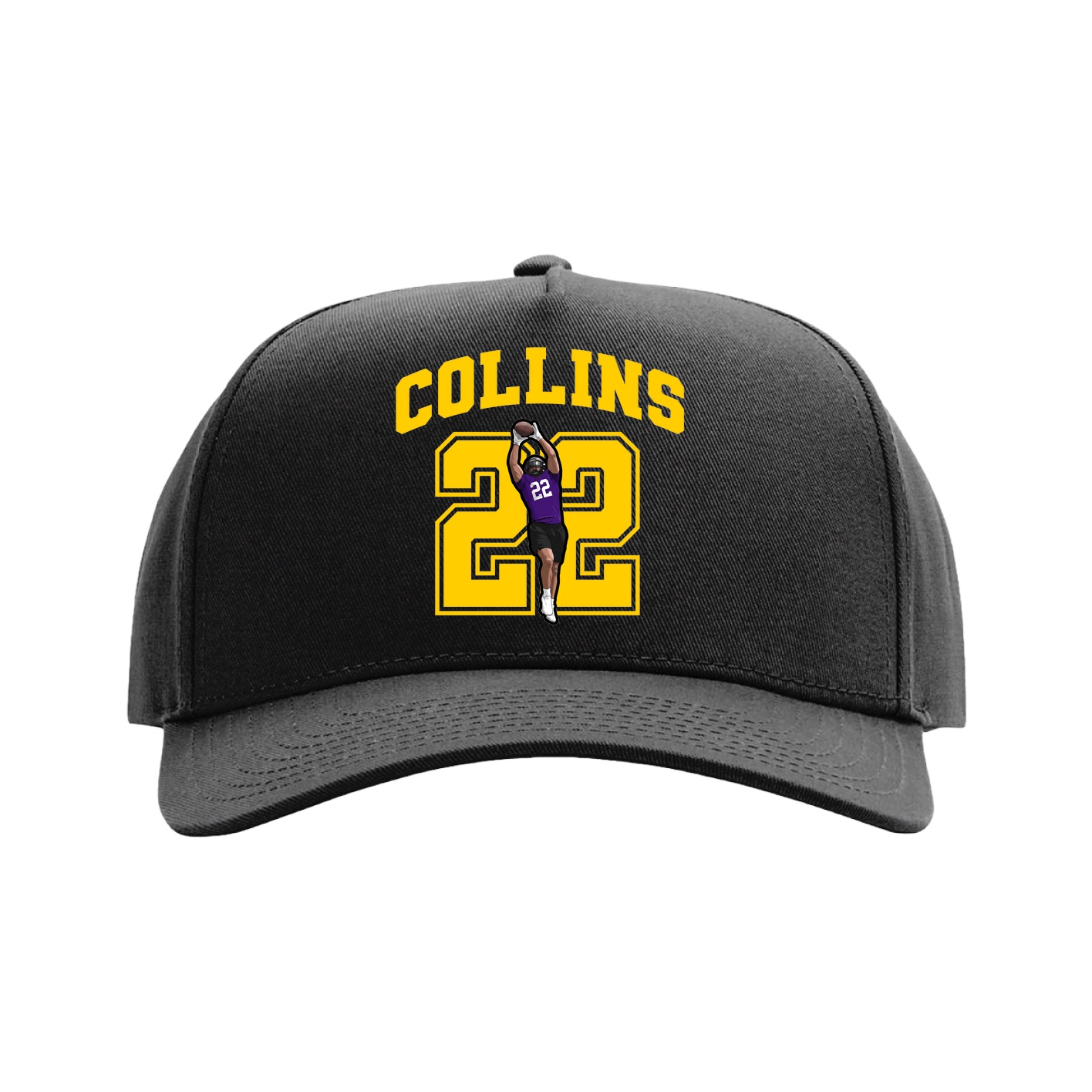 Full Fabric Five-Panel Champ Cap — Number in Black