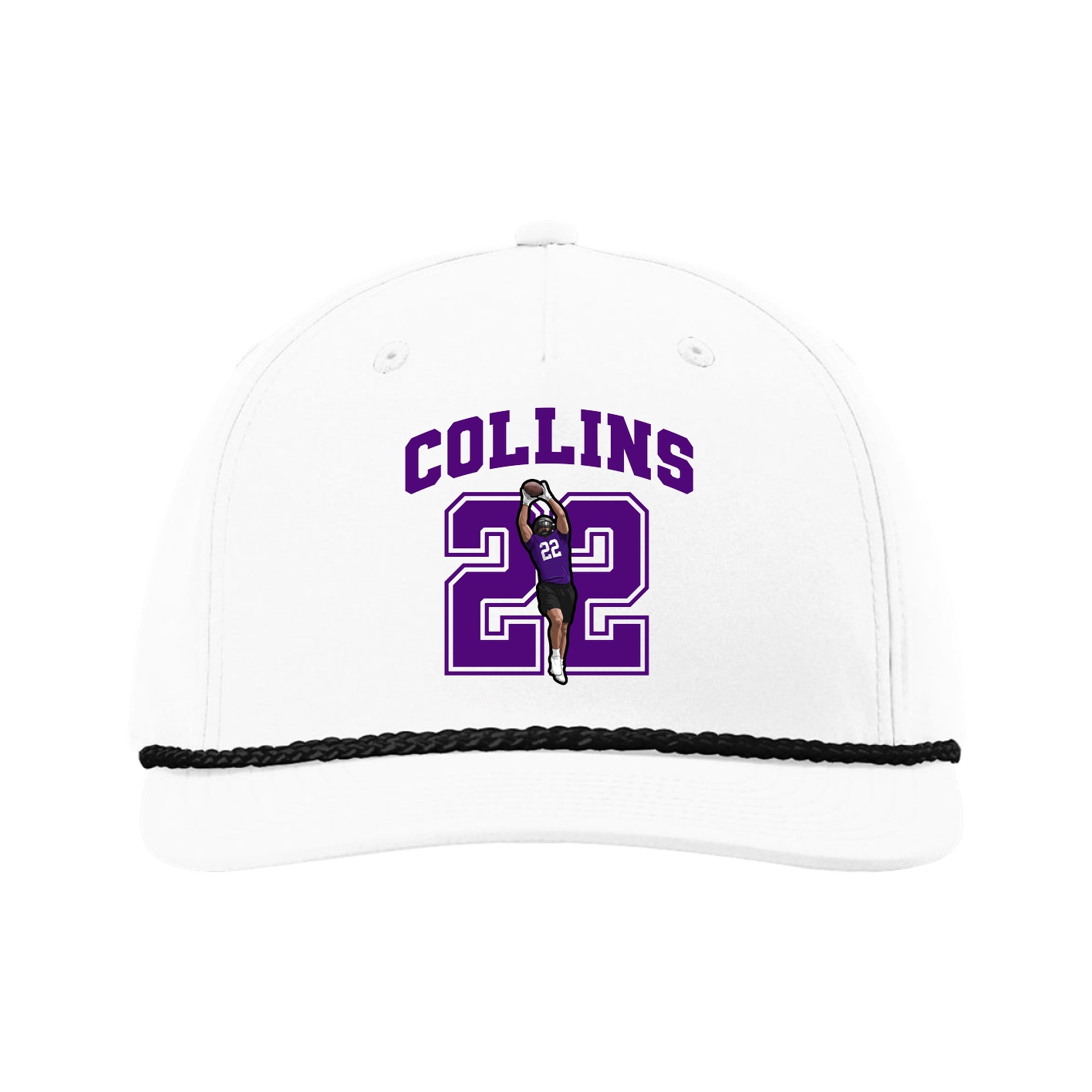 Five-Panel Classic Rope Cap — Number in White
