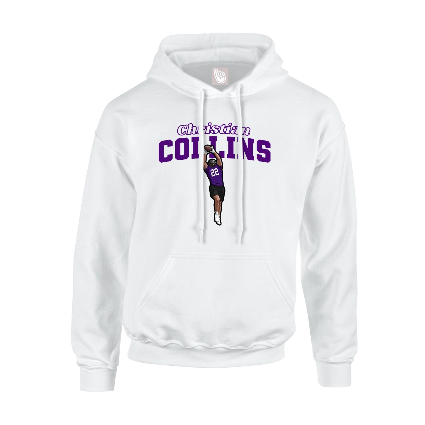 Youth Hoodie — Name Arch in White
