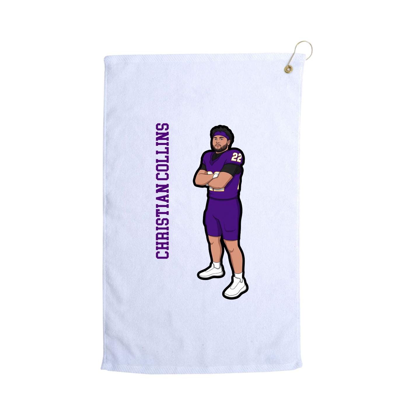 Golf Towel — Name Vertical in White