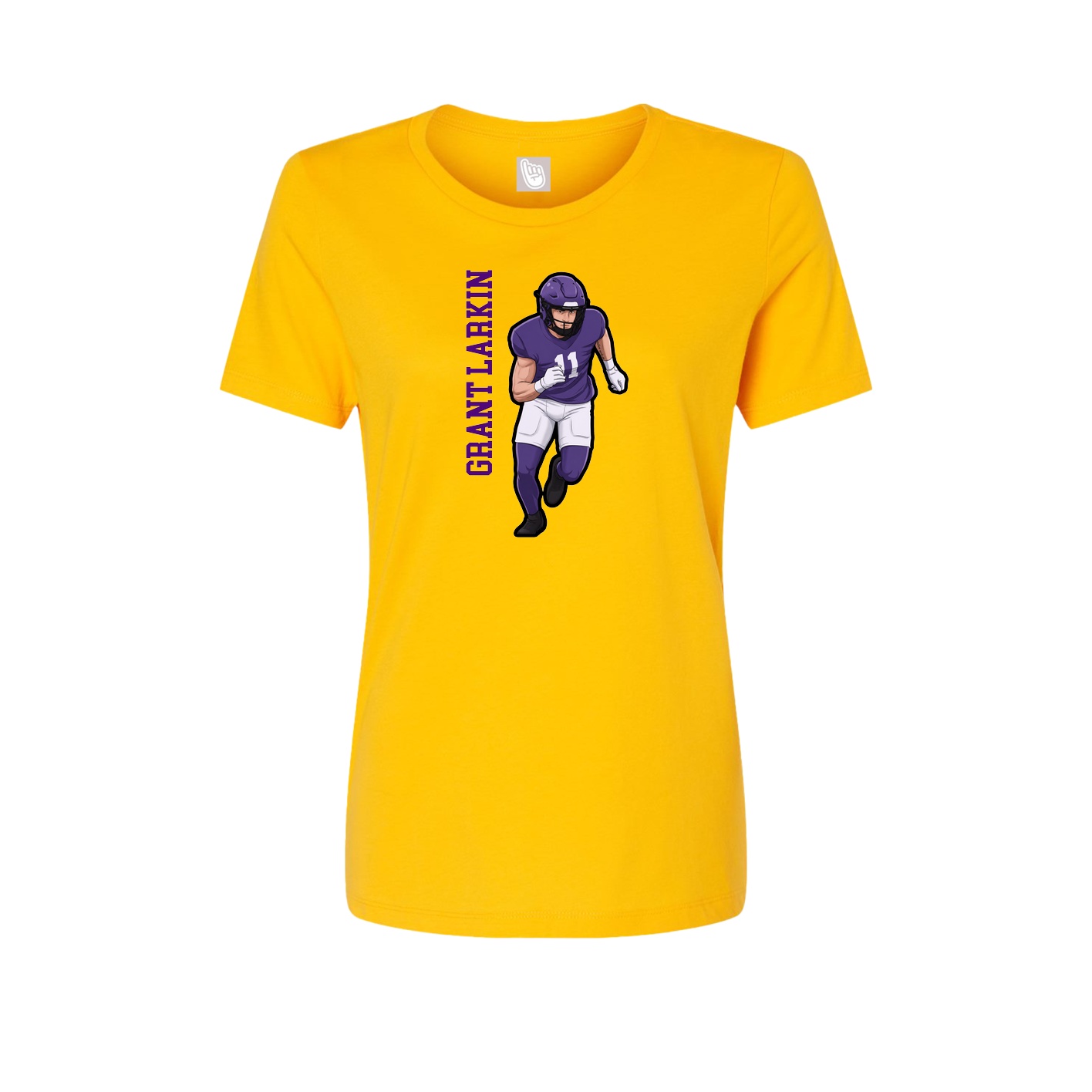 Fitted Women's Tee — Name Vertical in Gold