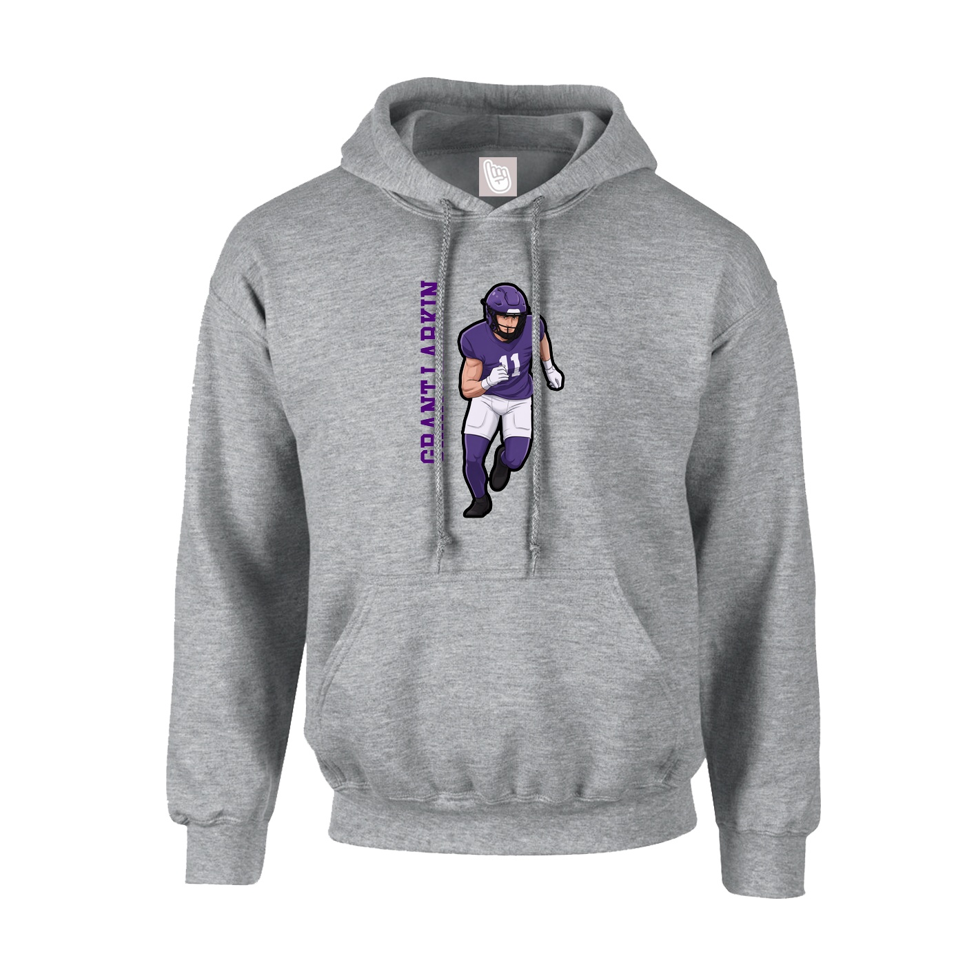 Youth Hoodie — Name Vertical in Grey