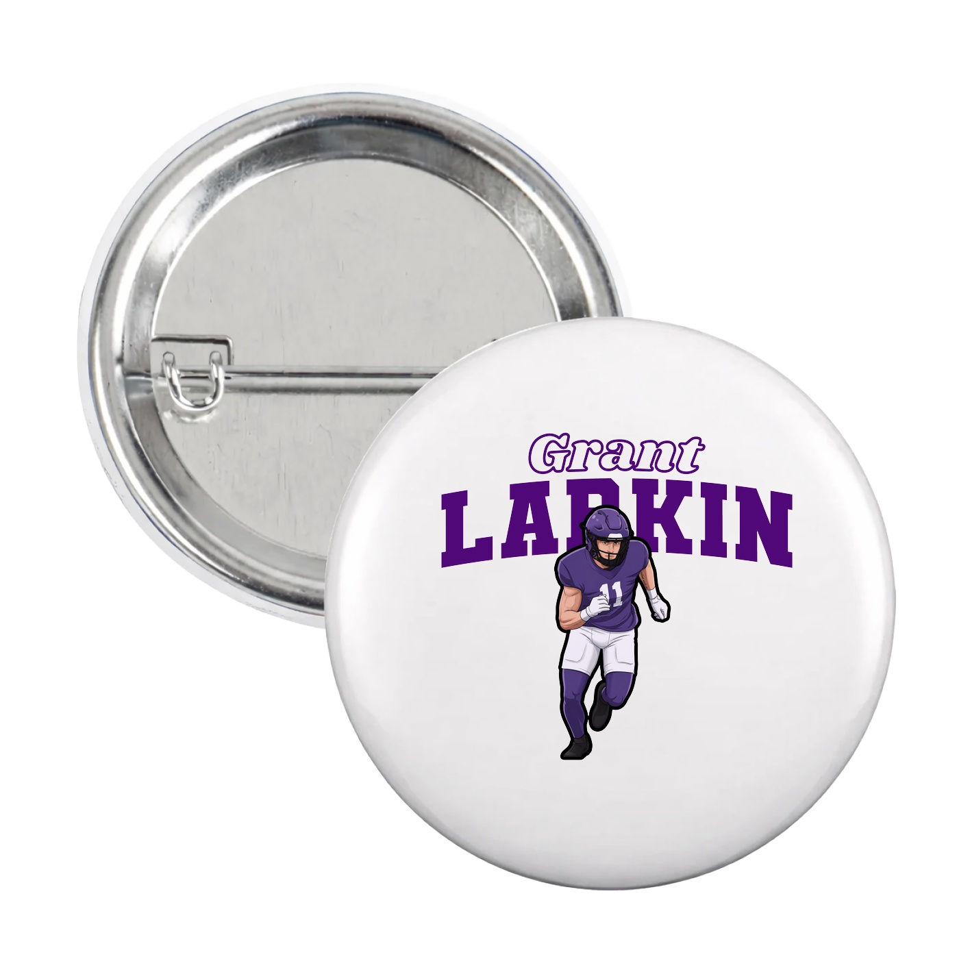 Game Day Button — Name Arch in White
