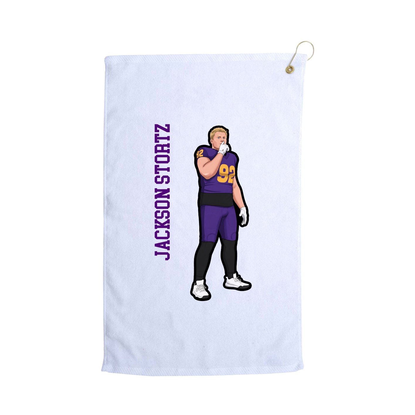 Golf Towel — Name Vertical in White