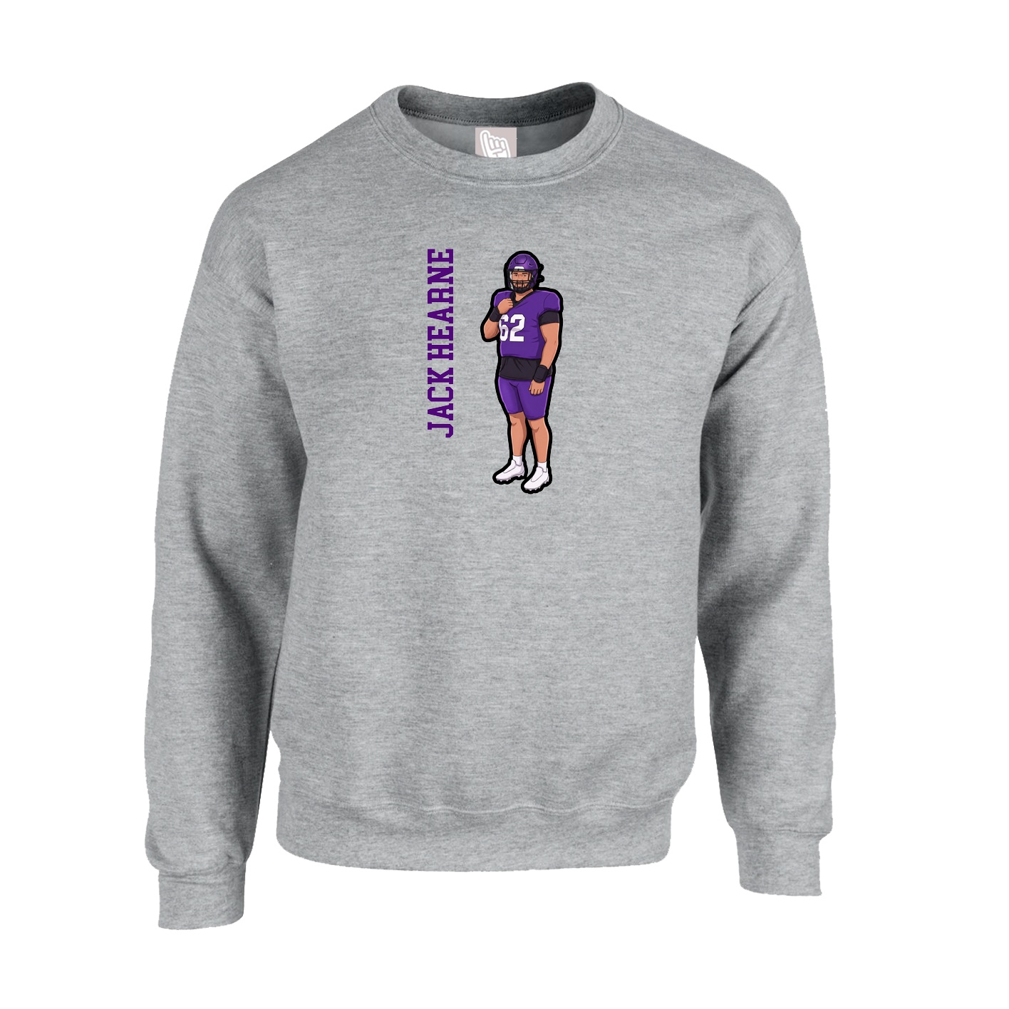 Fleece Crew — Name Vertical in Grey