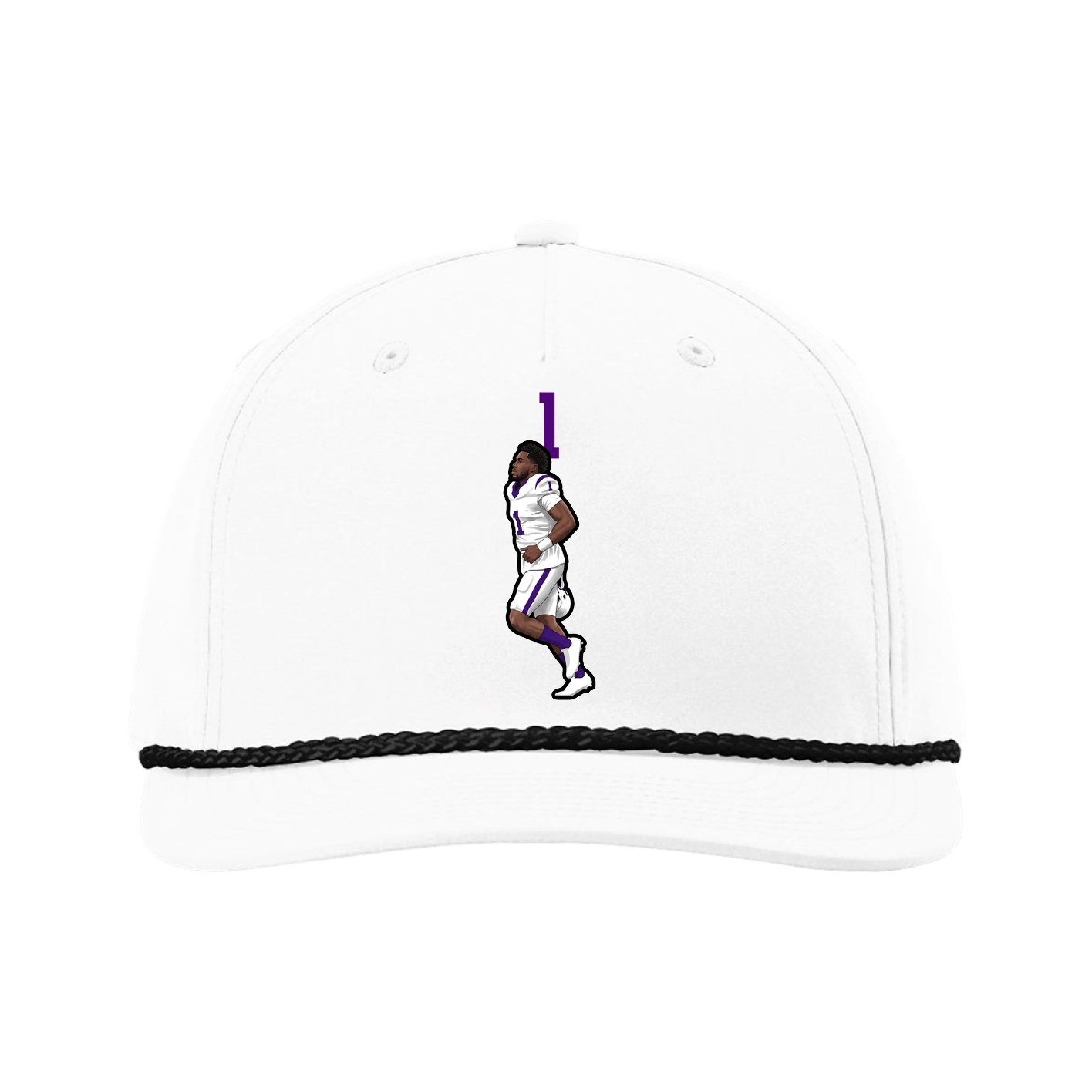 Five-Panel Classic Rope Cap — Number Top in White