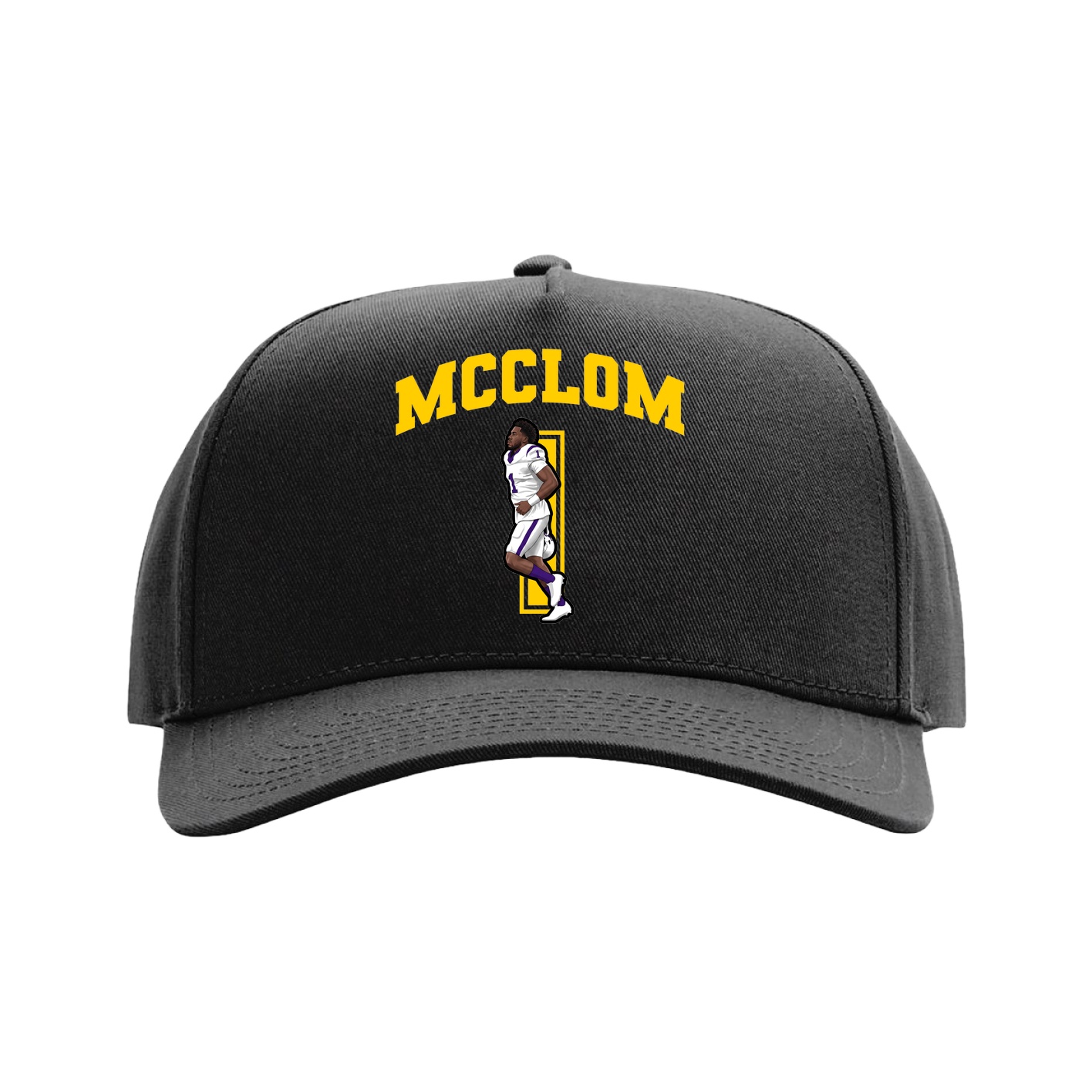 Full Fabric Five-Panel Champ Cap — Number in Black