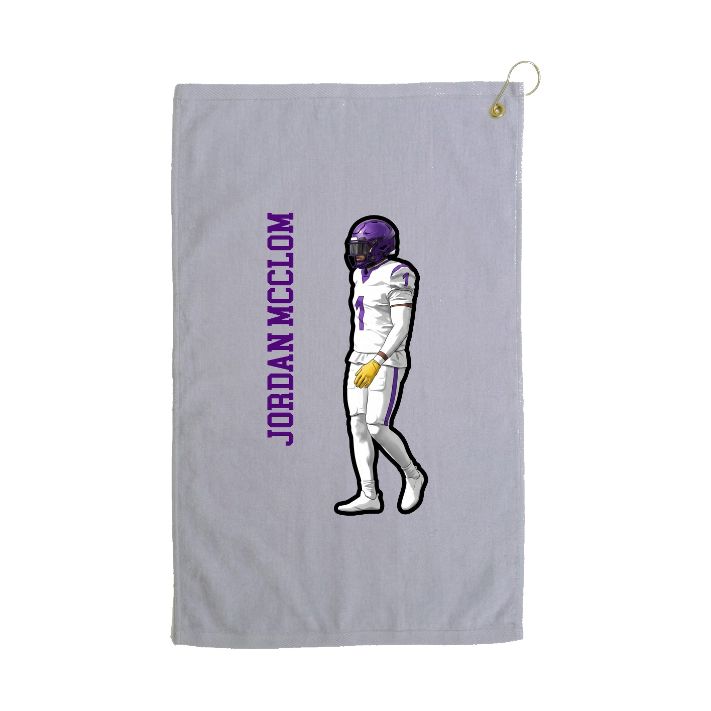 Golf Towel — Name Vertical in Grey