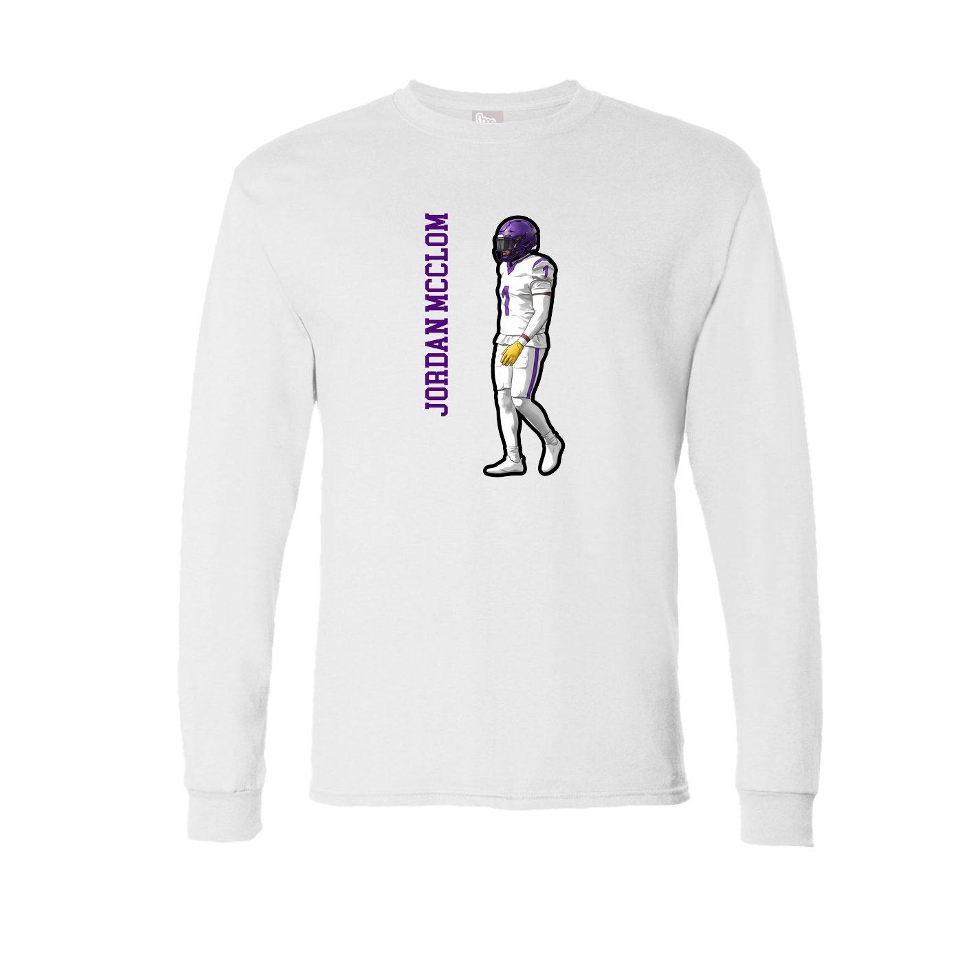 Long Sleeve Tee — Name Vertical in White
