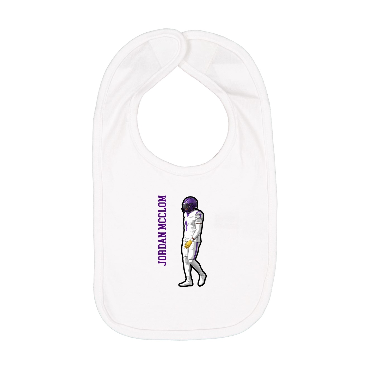 Infant Bib — Name Vertical in White