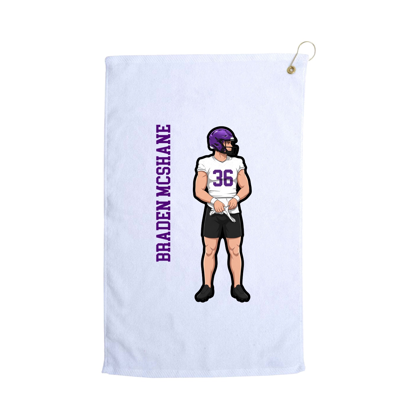 Golf Towel — Name Vertical in White