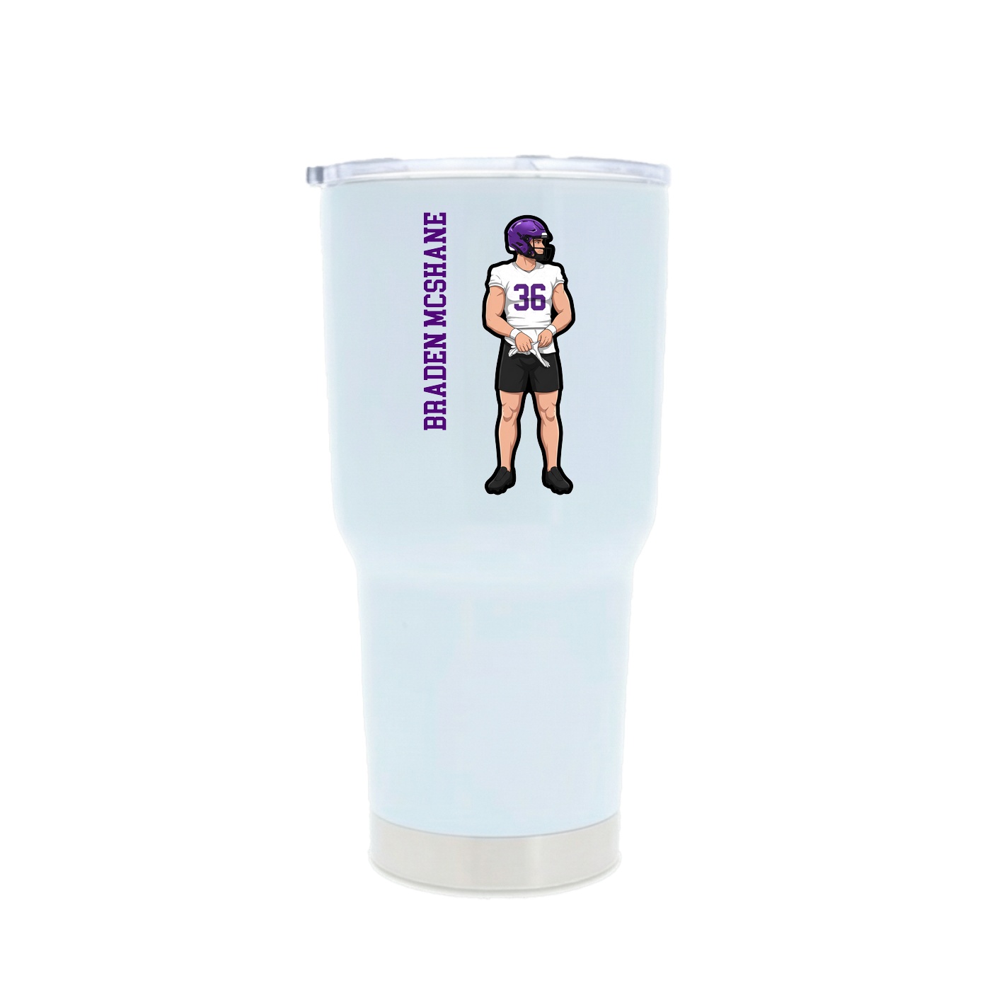 30oz Stainless Steel Tumbler — Name Vertical in White