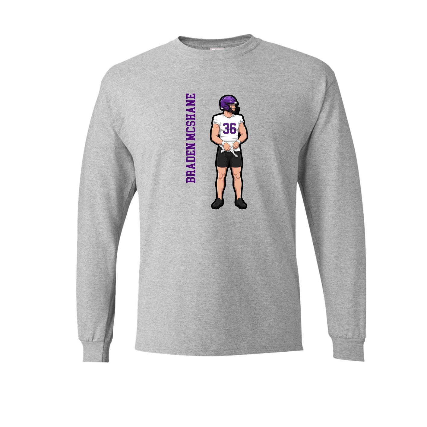 Long Sleeve Tee — Name Vertical in Grey