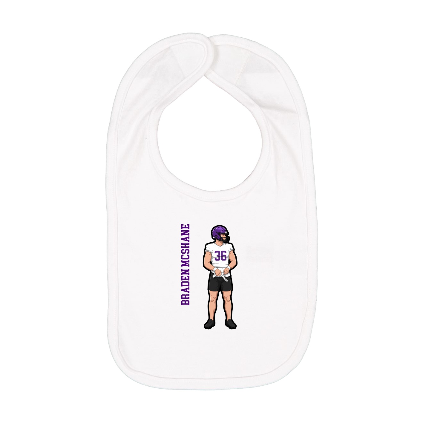 Infant Bib — Name Vertical in White