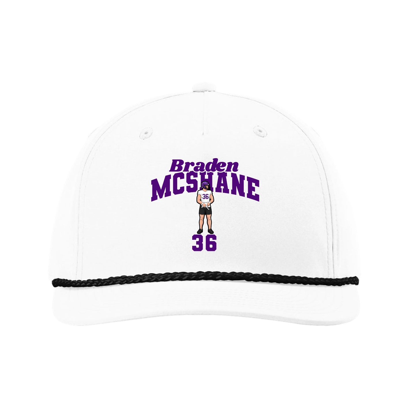 Five-Panel Classic Rope Cap — Signature Arch in White
