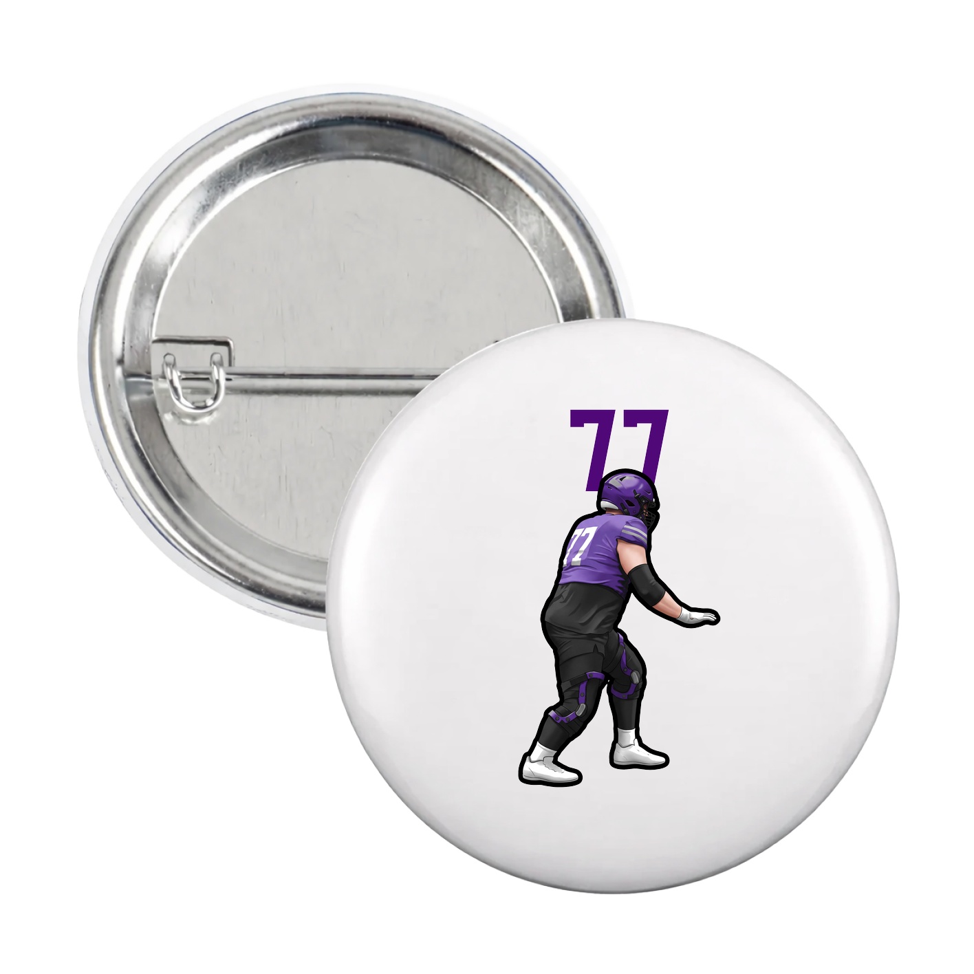 Game Day Button — Number Top in White
