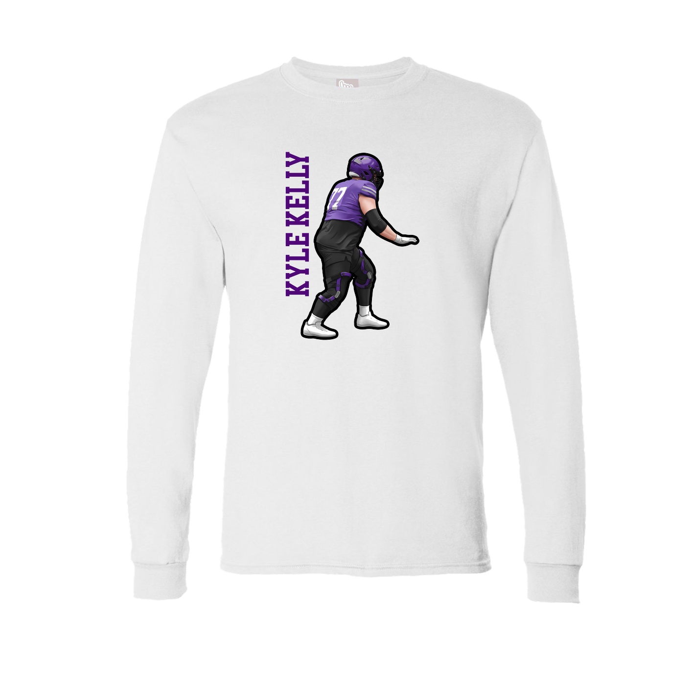 Long Sleeve Tee — Name Vertical in White