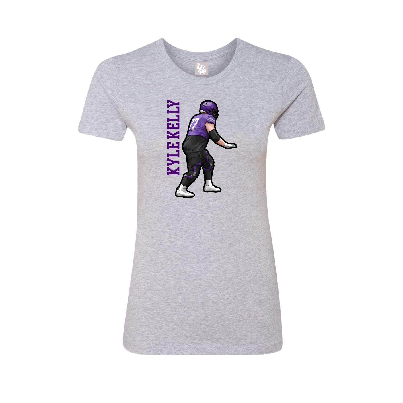 Fitted Women's Tee — Name Vertical in Grey