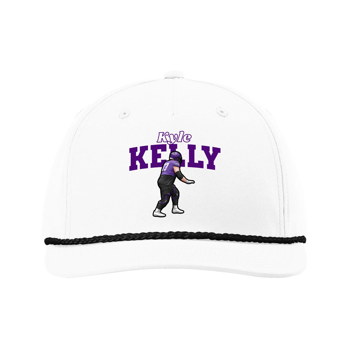 Five-Panel Classic Rope Cap — Name Arch in White