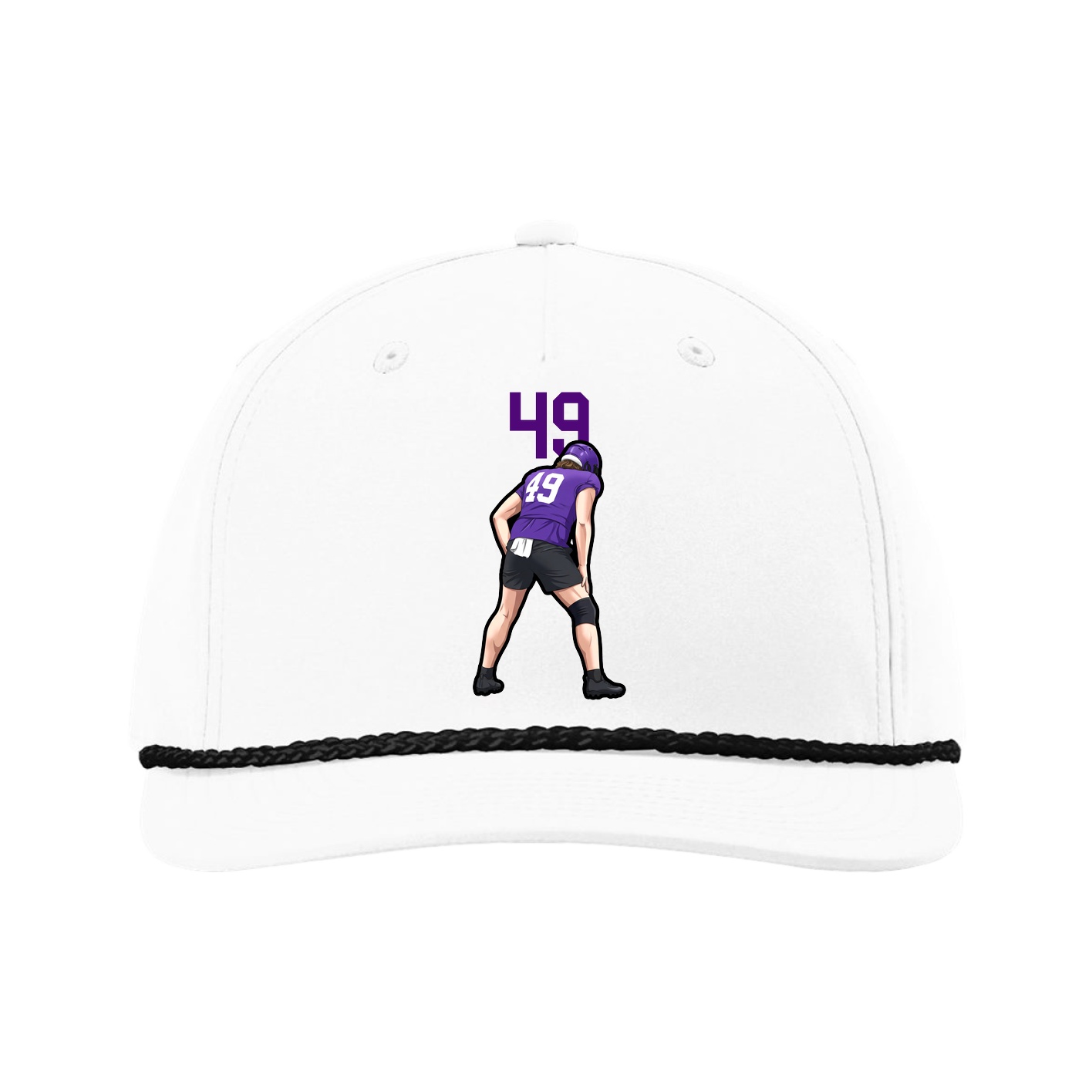 Five-Panel Classic Rope Cap — Number Top in White