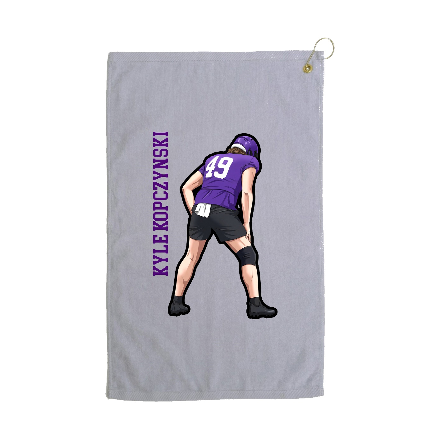 Golf Towel — Name Vertical in Grey